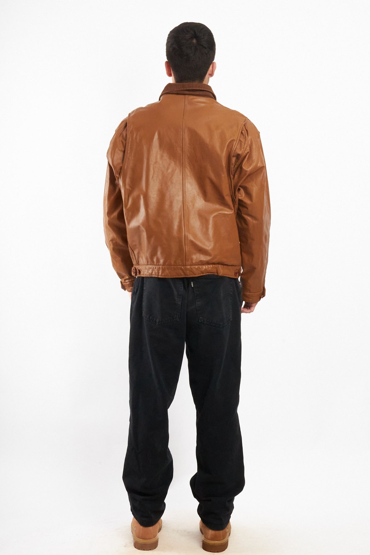 1990 Vintage Tommy Hilfiger Corduroy Collar A-2 Leather Aviator Jacket (M/L)