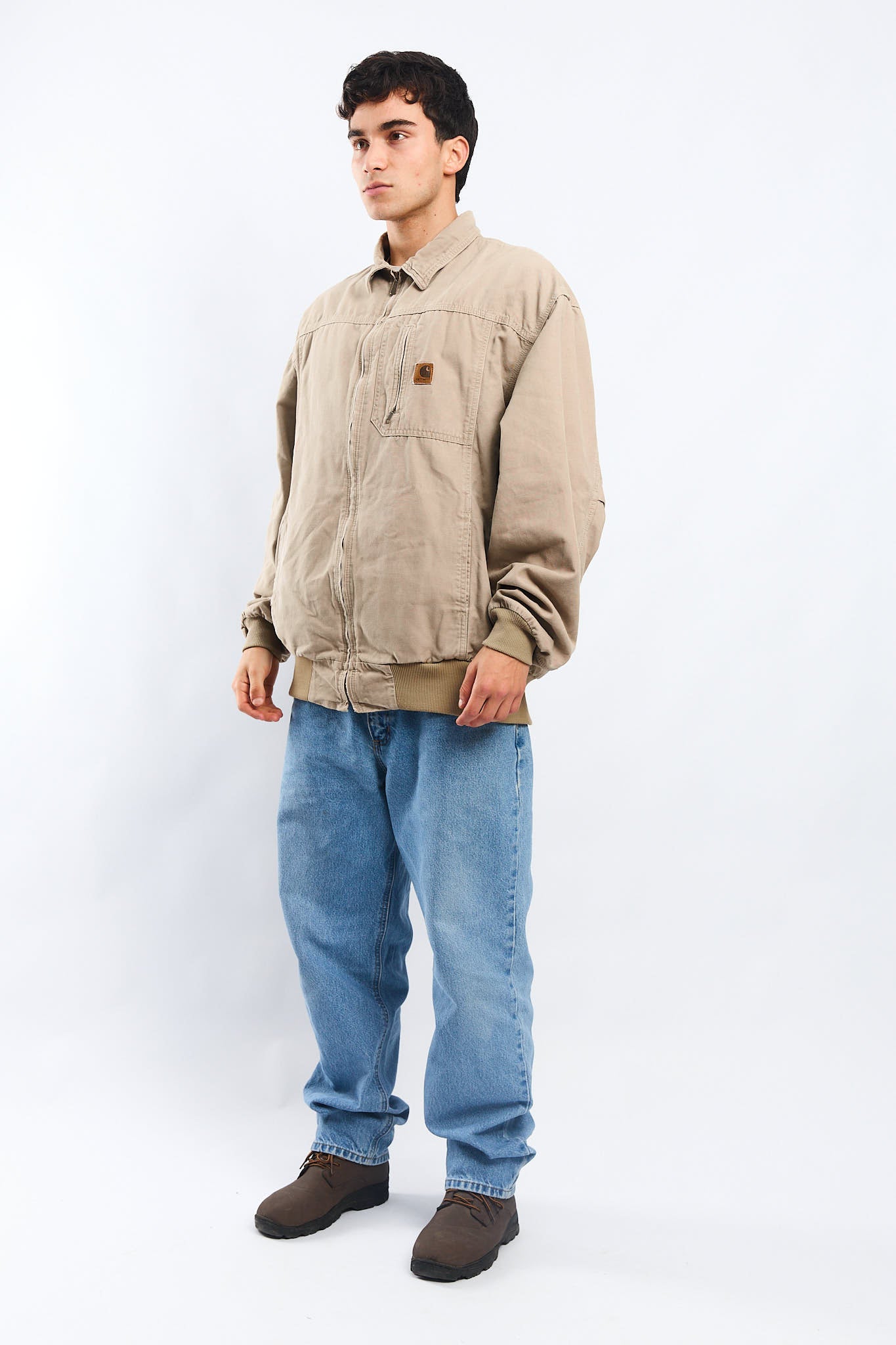 Vintage Carhartt Beige Bomber Jacket (L/XL)