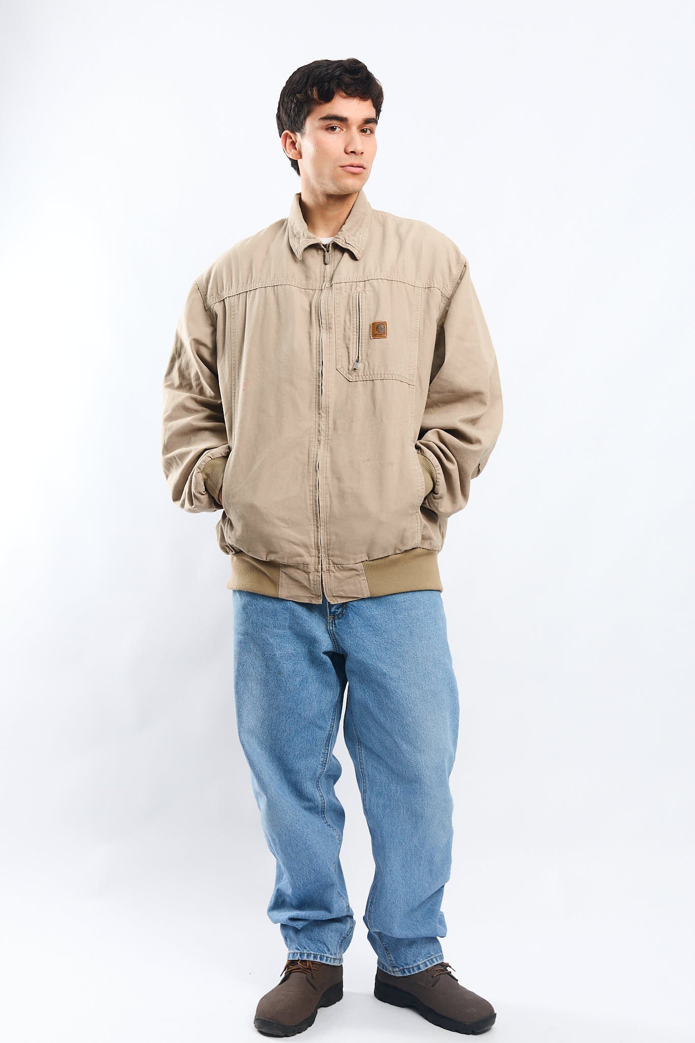 Vintage Carhartt Beige Bomber Jacket (L/XL)
