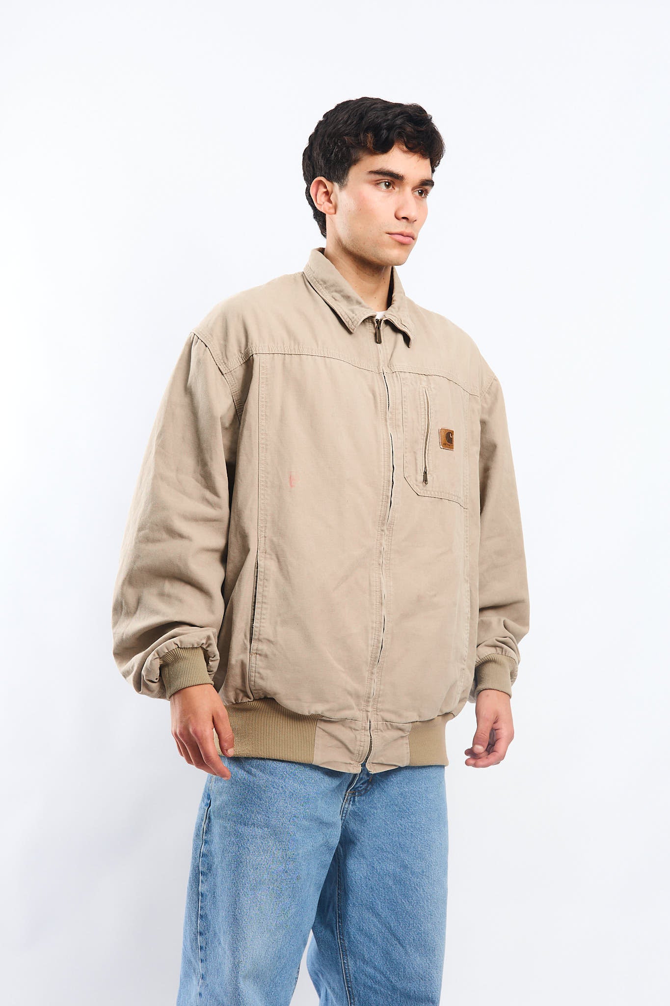 Vintage Carhartt Beige Bomber Jacket (L/XL)