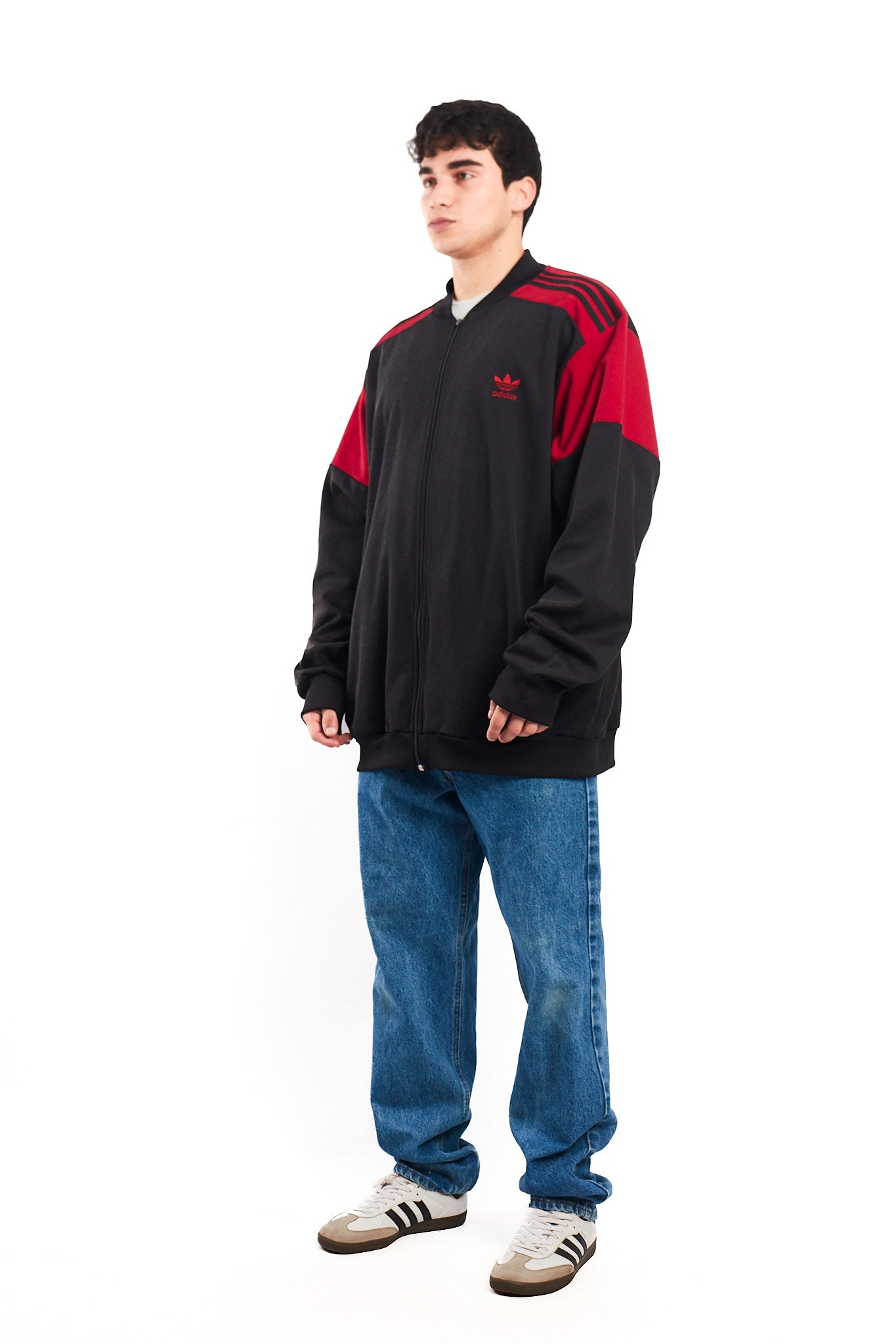 2000 Vintage Adidas Black and Red Jacket (XL(XXL)