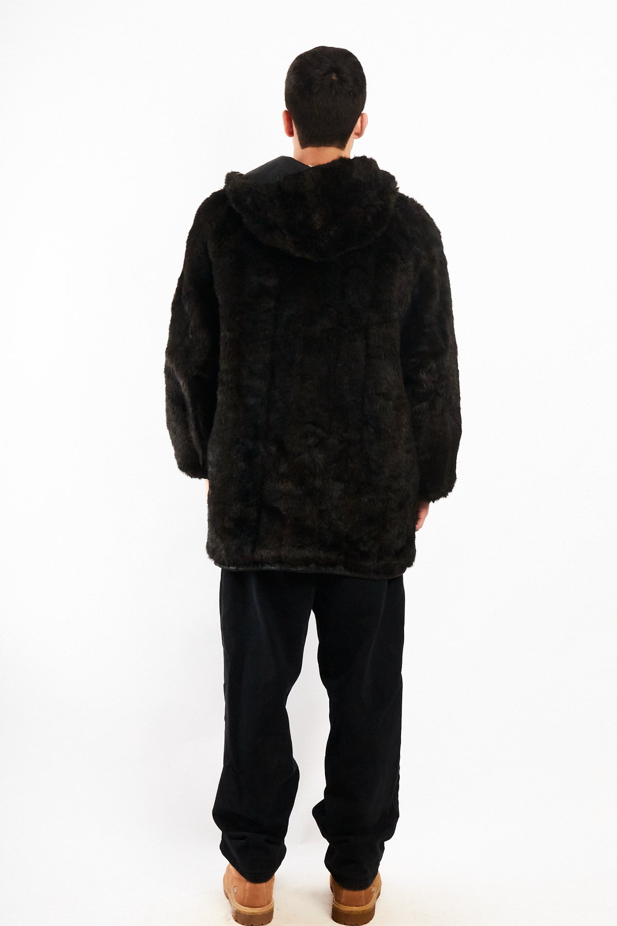 2000 Vintage Reversible Leather / Faux Fur Hooded Coat (L/XL)