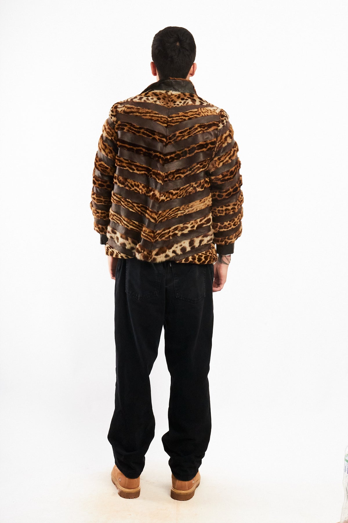 Vintage Leather Leopard Natural Fur Jacket (M/L)