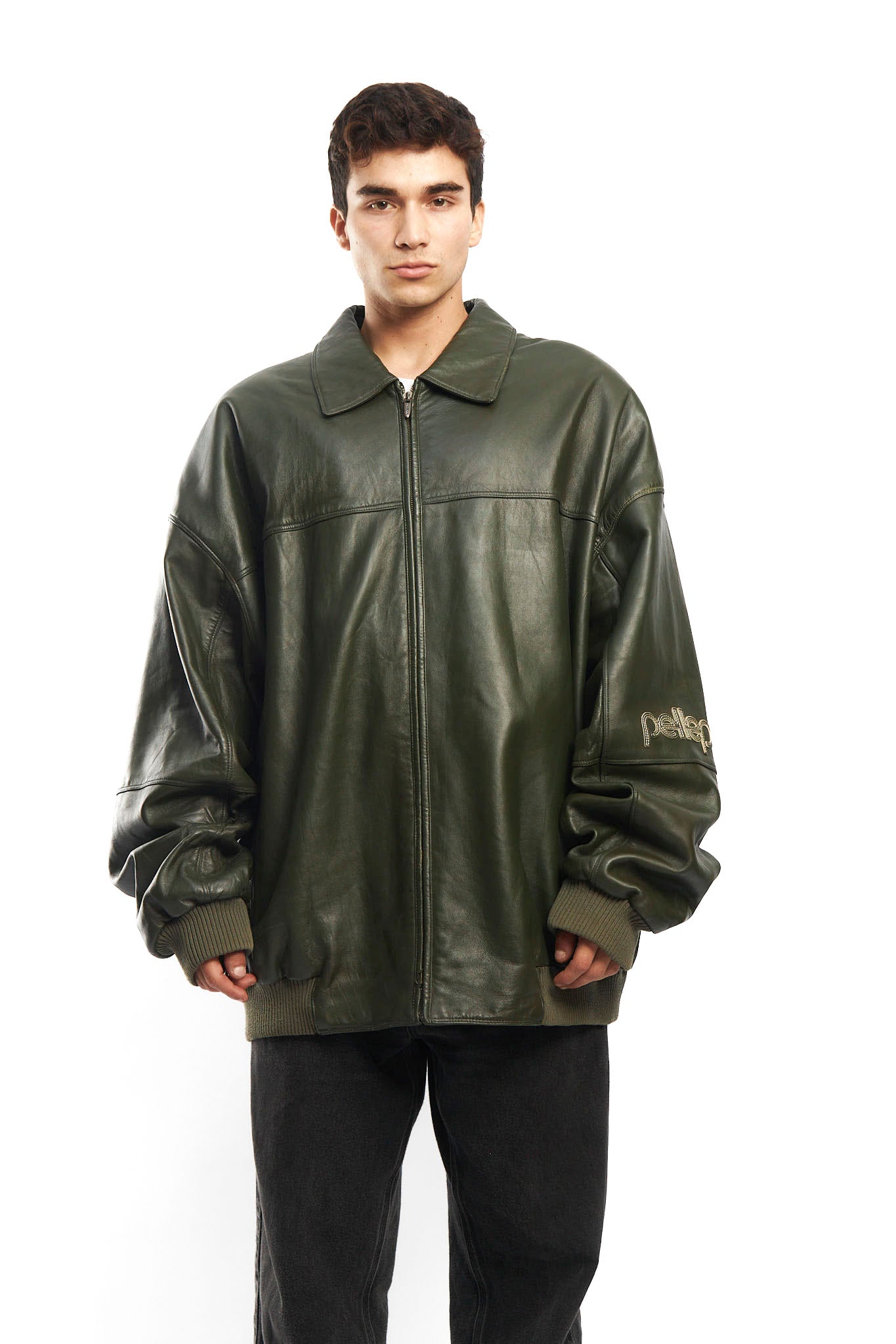 2000 Pelle Pelle By Marc Buchanan Olive Green Leather Jacket (XL/XXL)