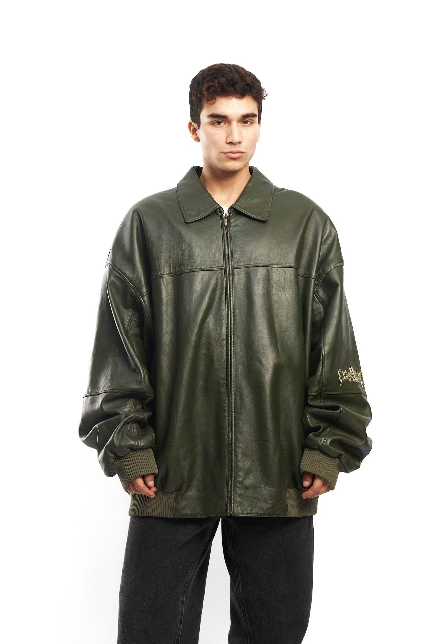 2000 Pelle Pelle By Marc Buchanan Olive Green Leather Jacket (XL/XXL)