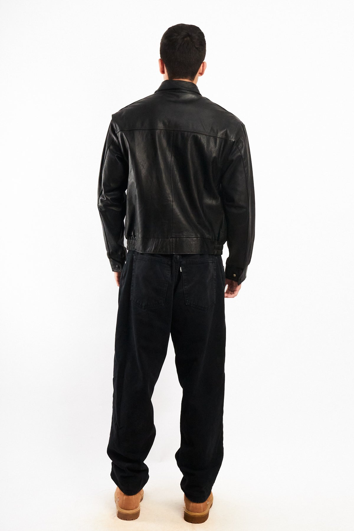 2000 Vintage Black Leather Harrington Jacket (M)