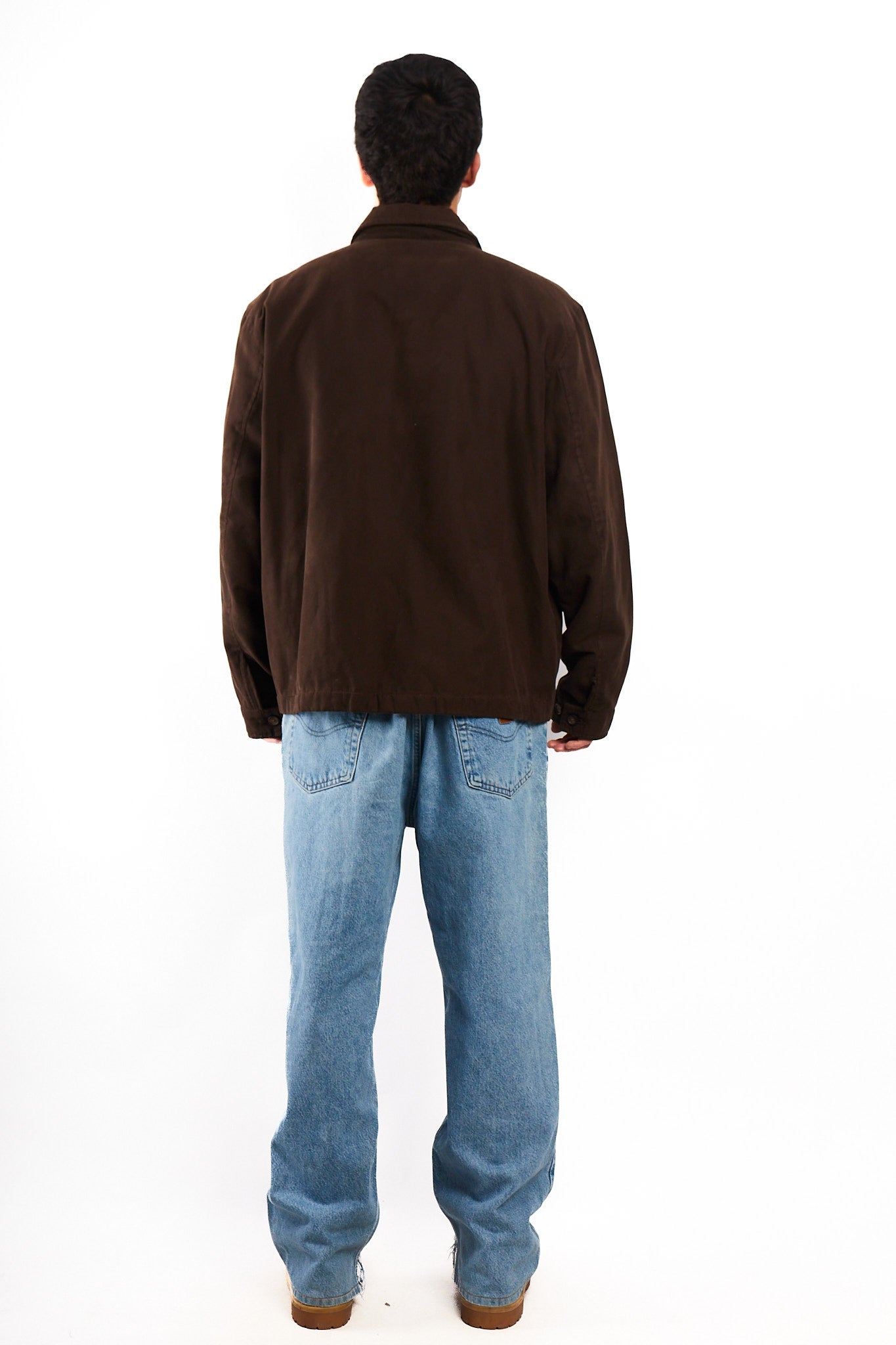 2000 Vintage Tommy Hilfiger Coffee Peachskin Harrington (L/XL)