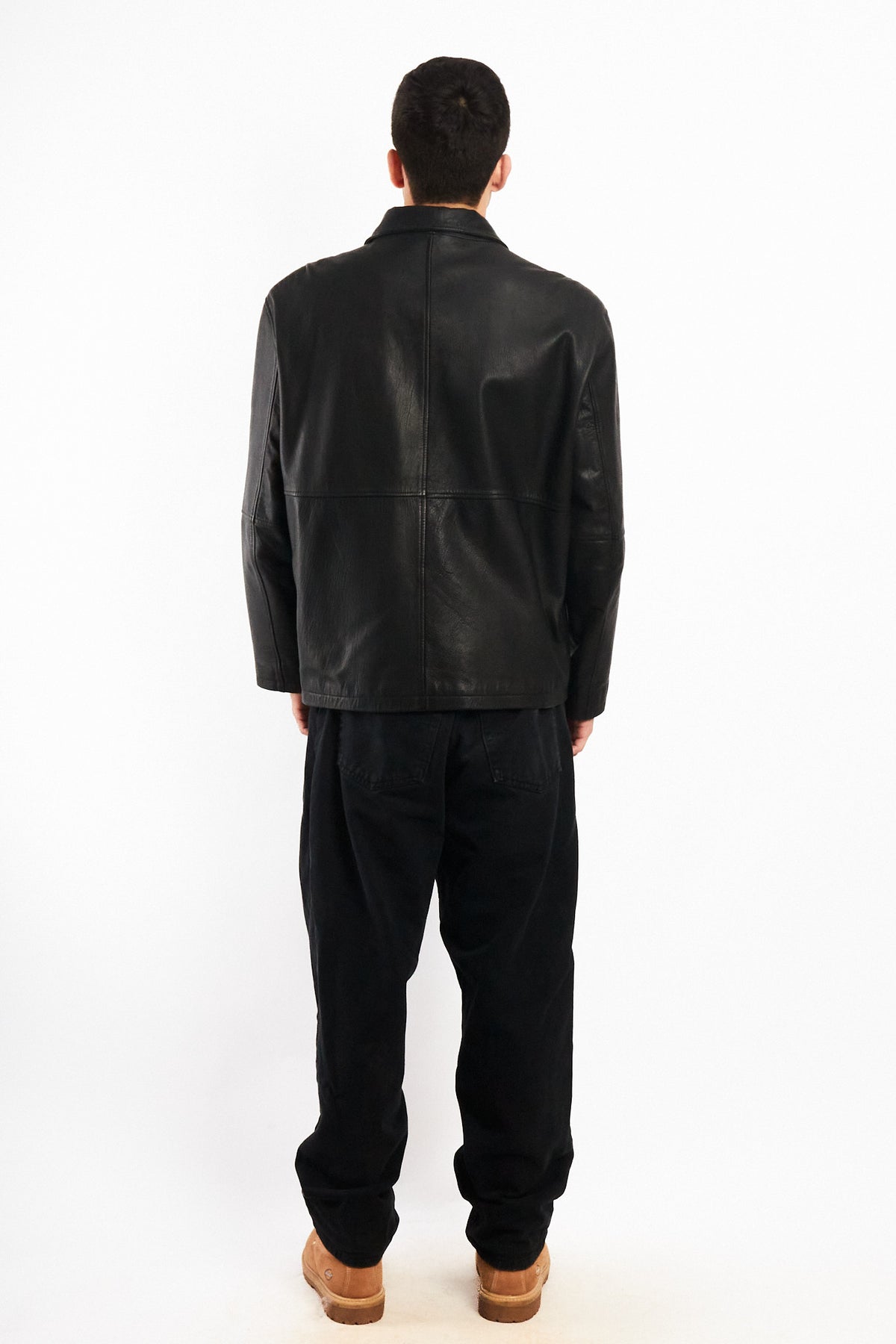 2000 Vintage Black Leather Harrington Jacket (M/L)