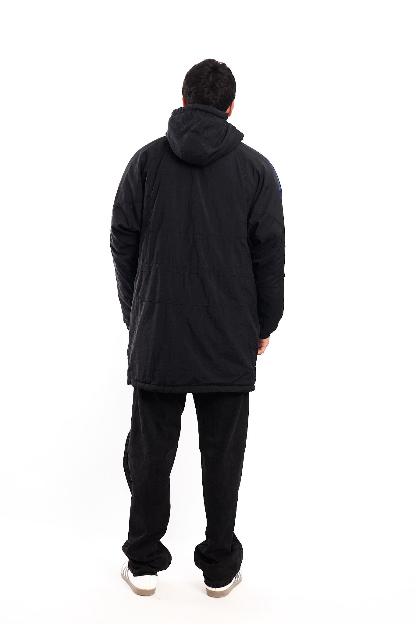 1990 Vintage Adidas Three Stripes Hooded Long Jacket (M/L)