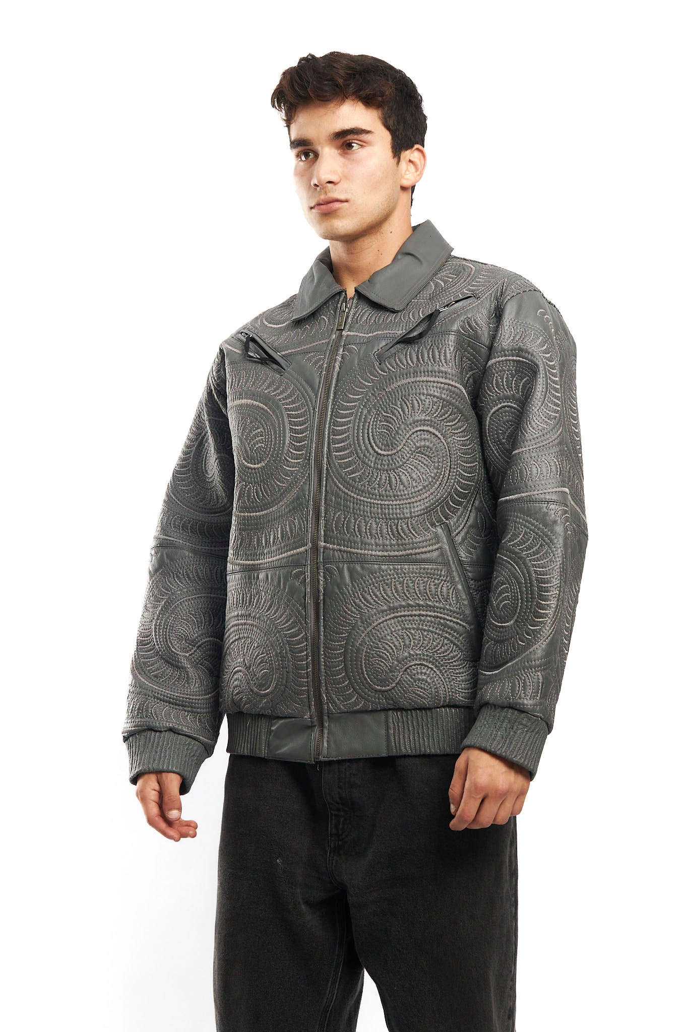 1990 Vilanto Tribal Embroidery Leather Jacket (L)