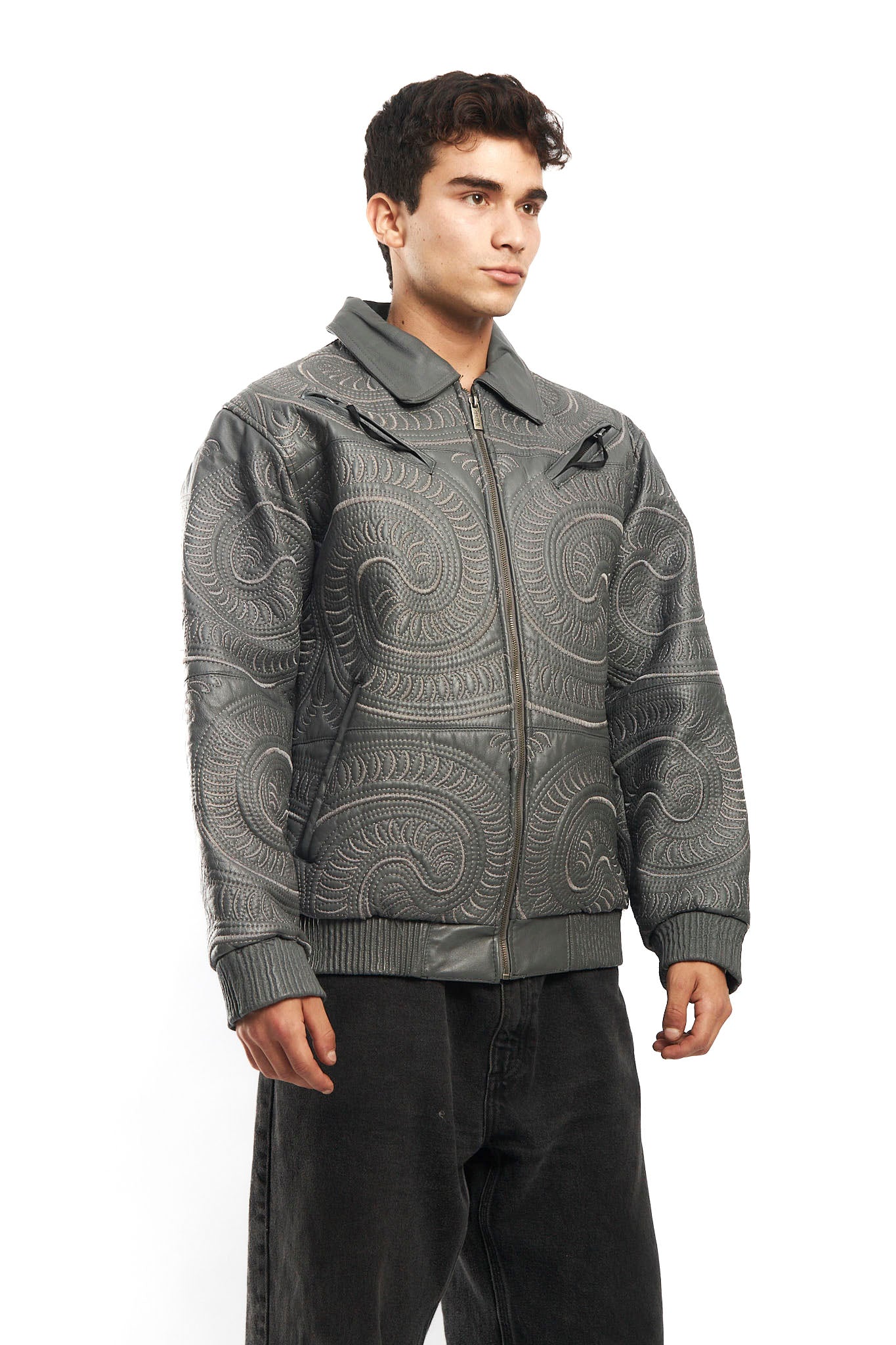 1990 Vilanto Tribal Embroidery Leather Jacket (L)