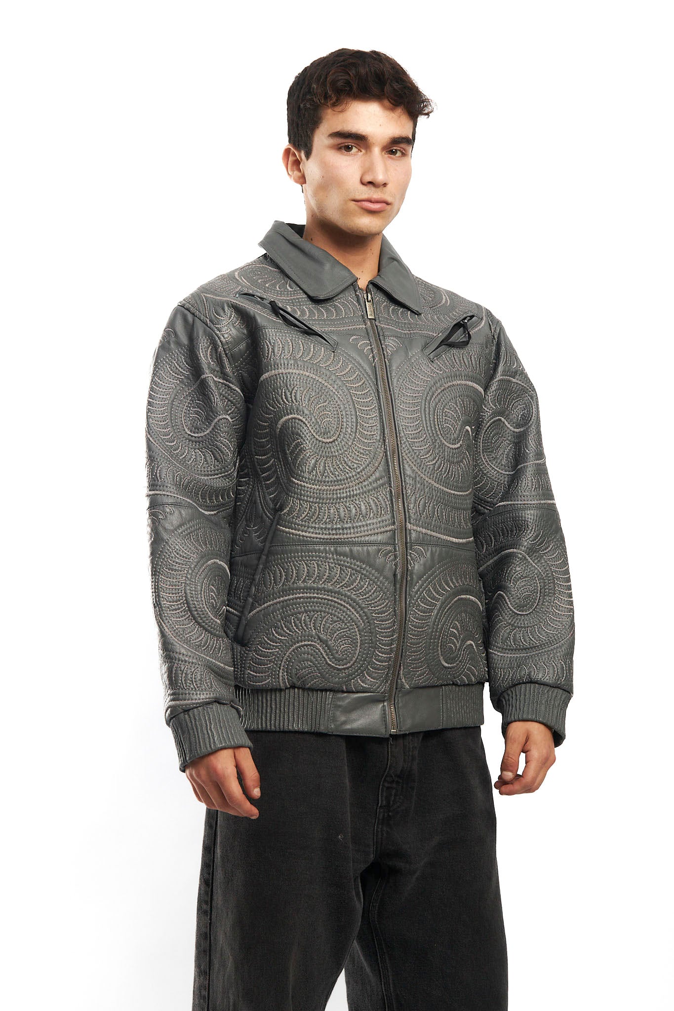 1990 Vilanto Tribal Embroidery Leather Jacket (L)