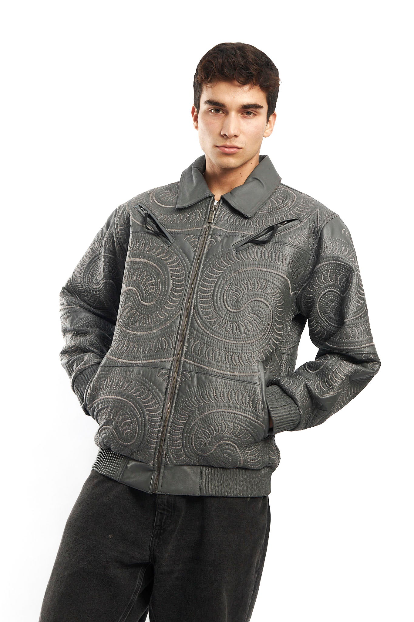 1990 Vilanto Tribal Embroidery Leather Jacket (L)