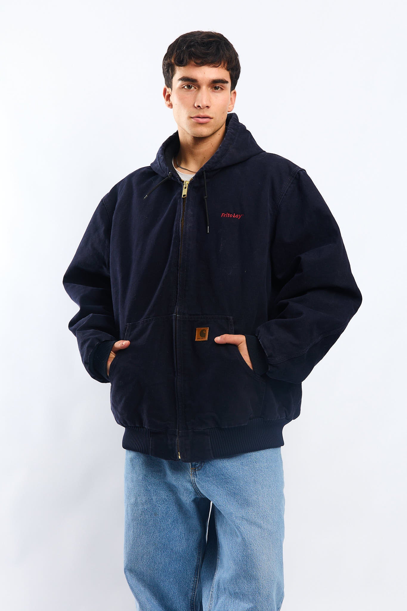 Vintage Carhartt J130 Navy Blue Duck Active Jacket (XL)