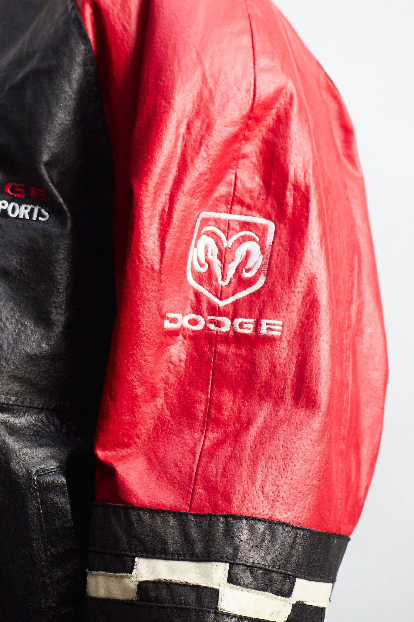 2000 Vintage Nascar Dodge Motorsports Leather Racing Jacket (L/XL)