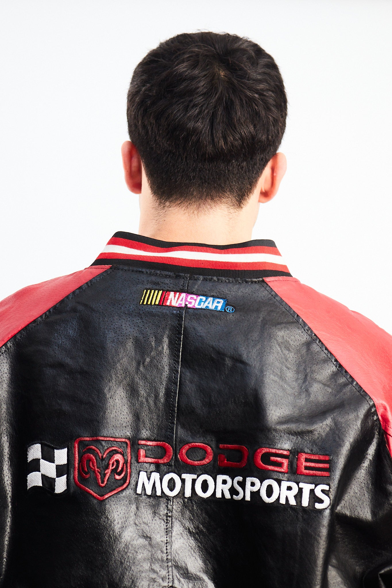 2000 Vintage Nascar Dodge Motorsports Leather Racing Jacket (L/XL)