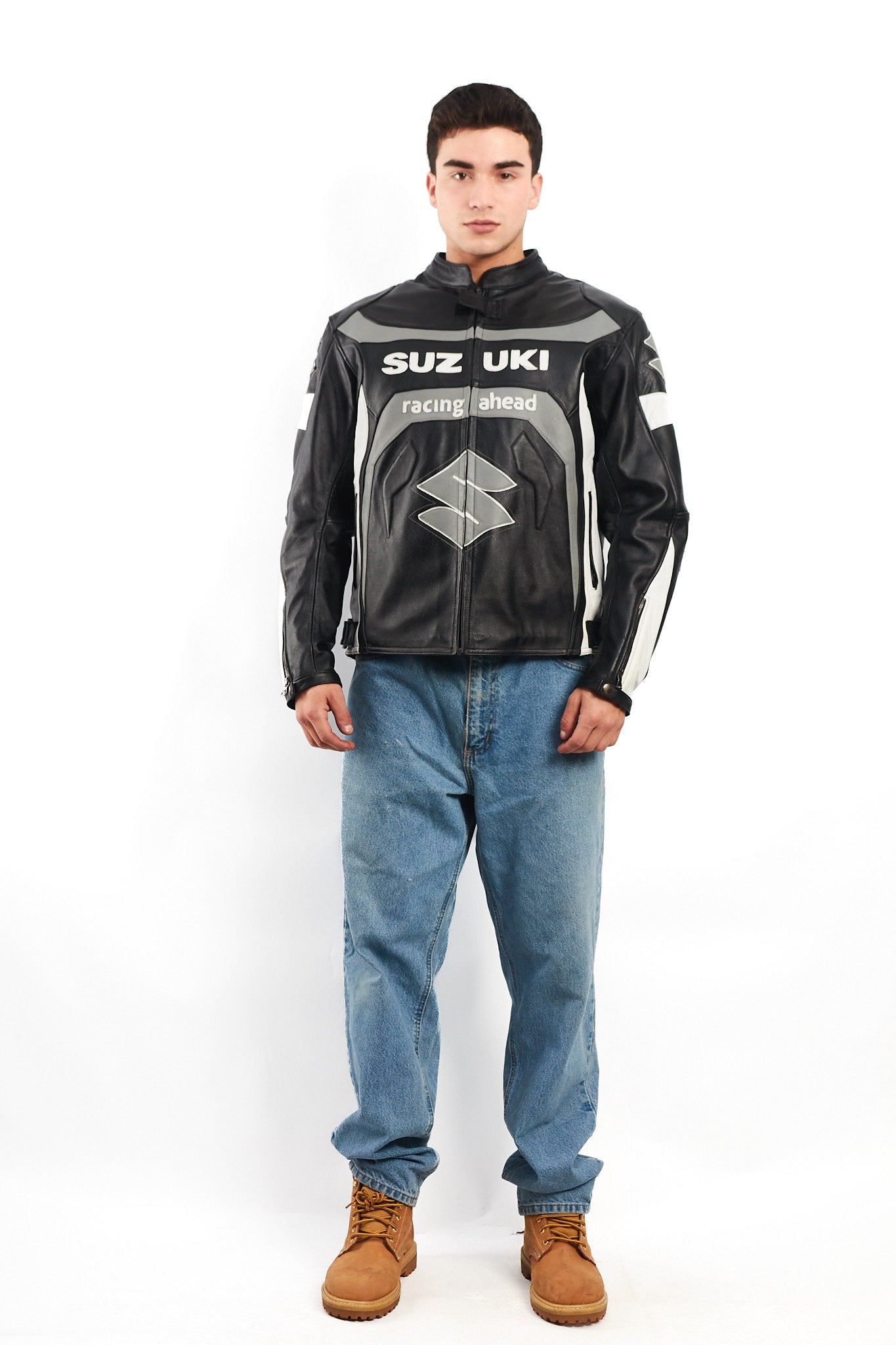 2000 Vintage Suzuki Racing Ahead Leather Moto Jacket (M/L)