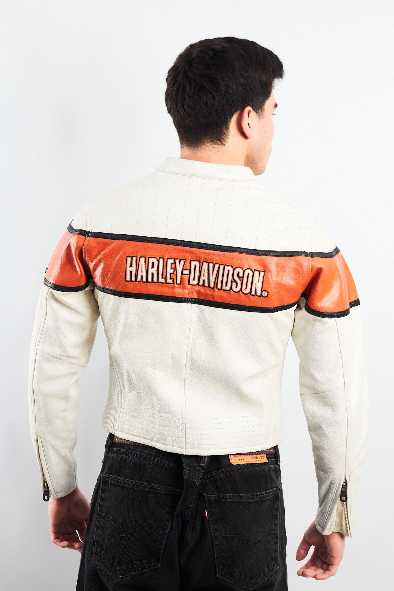 2000 Vintage Harley Davidson Leather Boxy Jacket (S/M)