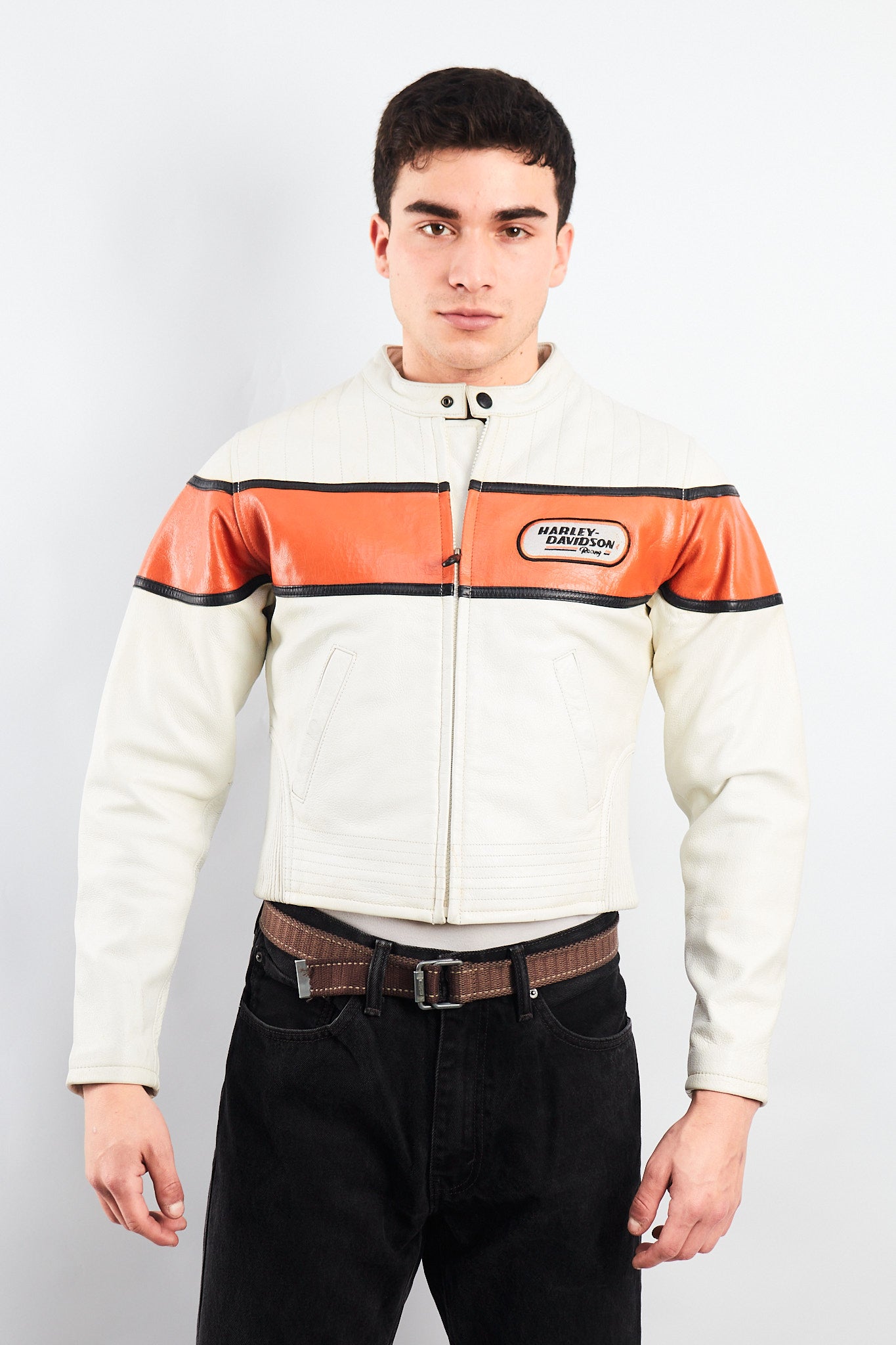 2000 Vintage Harley Davidson Leather Boxy Jacket (S/M)