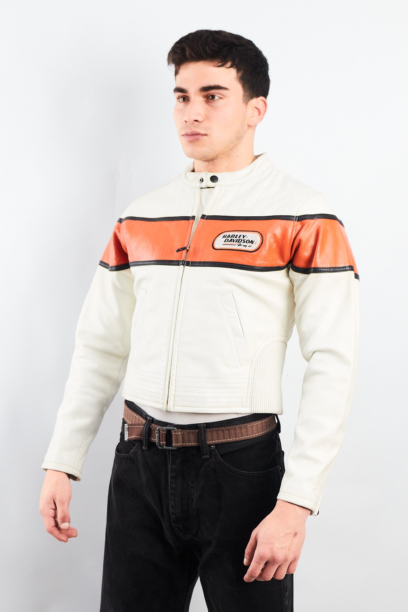 2000 Vintage Harley Davidson Leather Boxy Jacket (S/M)