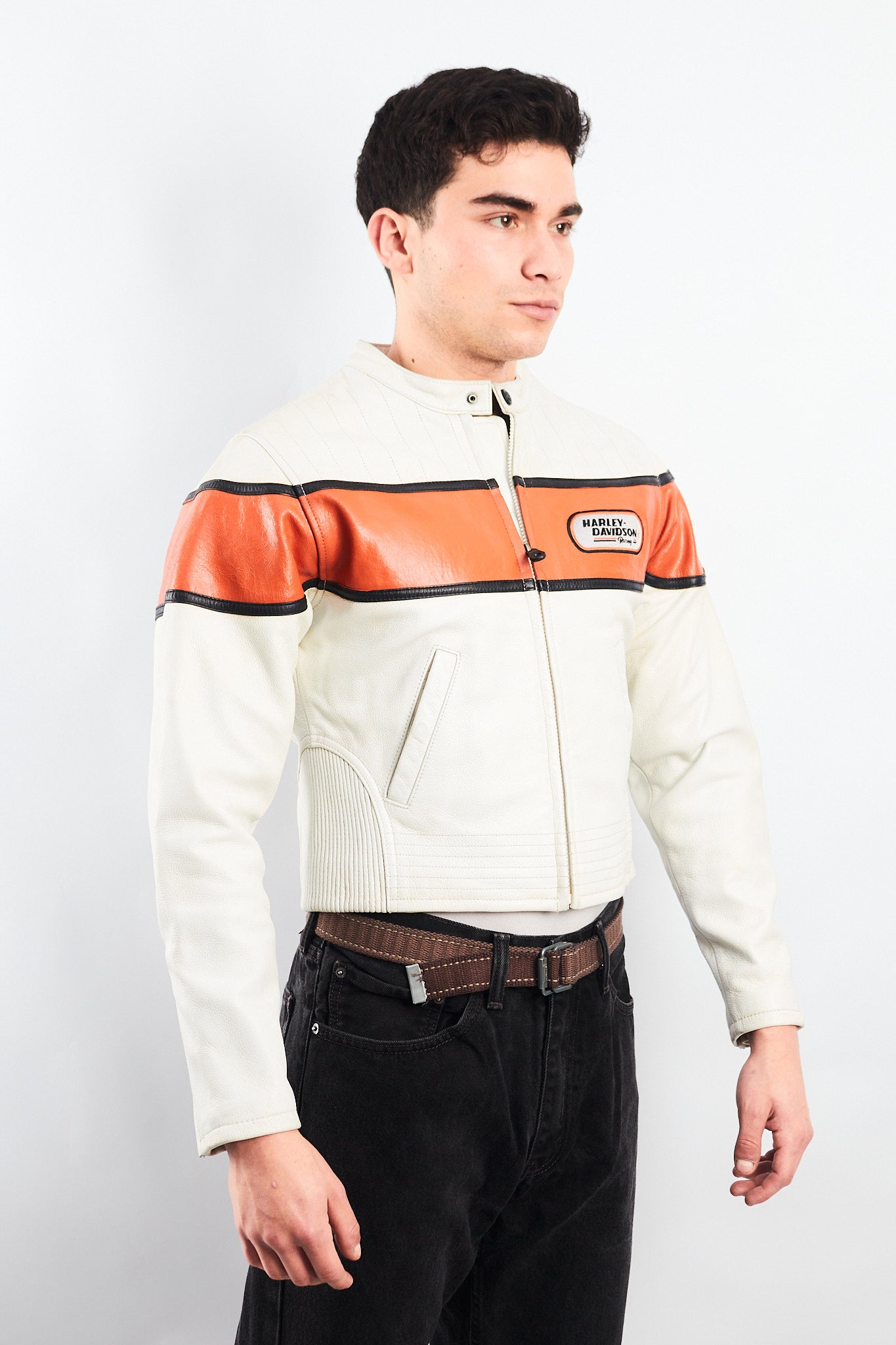 2000 Vintage Harley Davidson Leather Boxy Jacket (S/M)