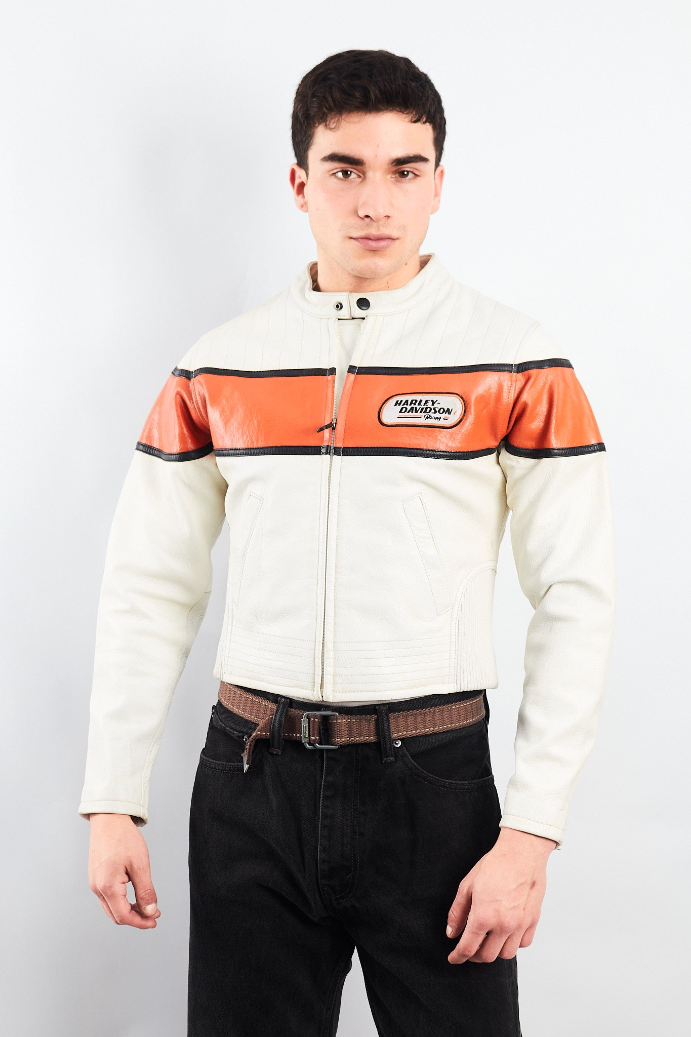 2000 Vintage Harley Davidson Leather Boxy Jacket (S/M)