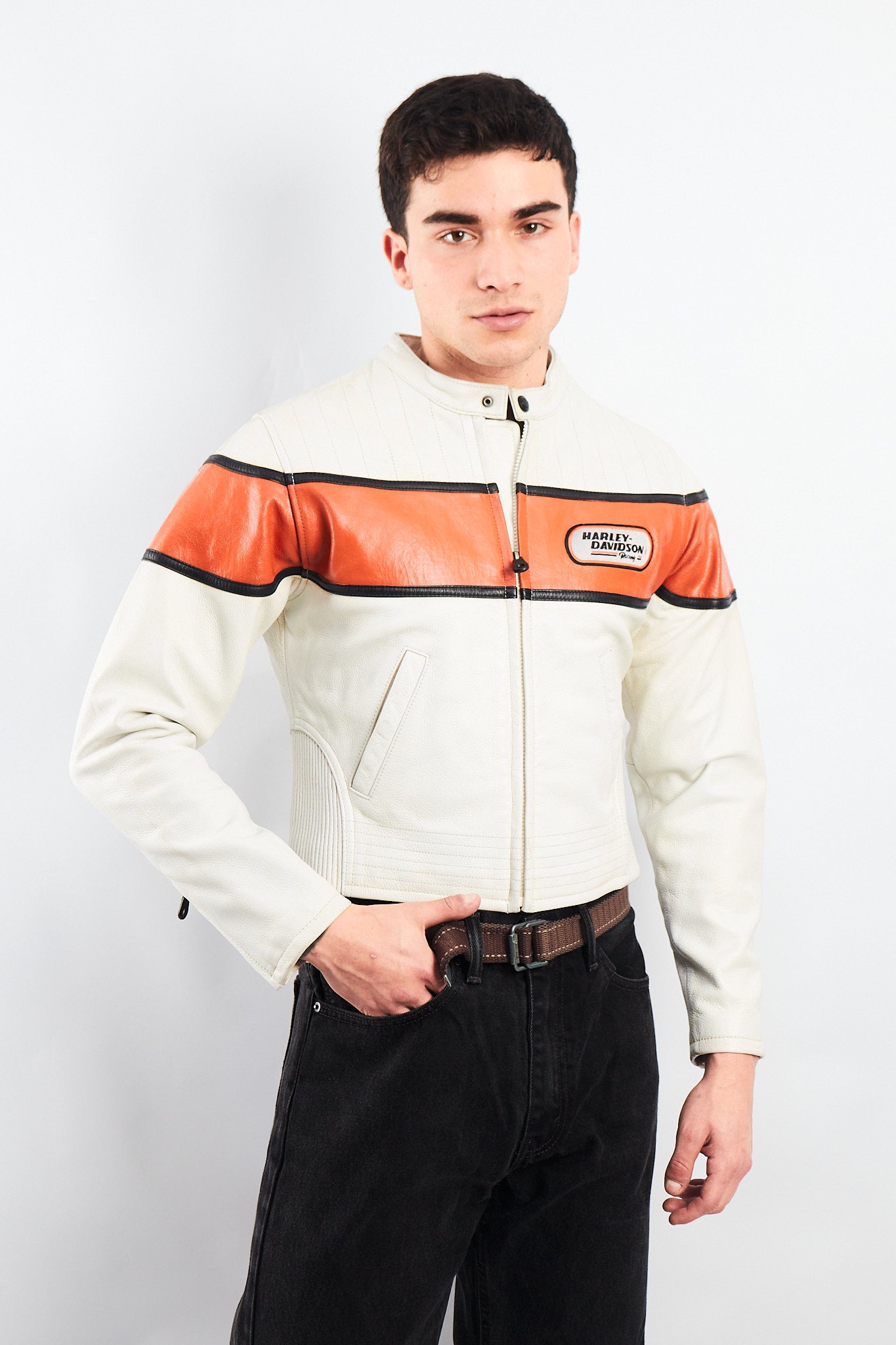2000 Vintage Harley Davidson Leather Boxy Jacket (S/M)