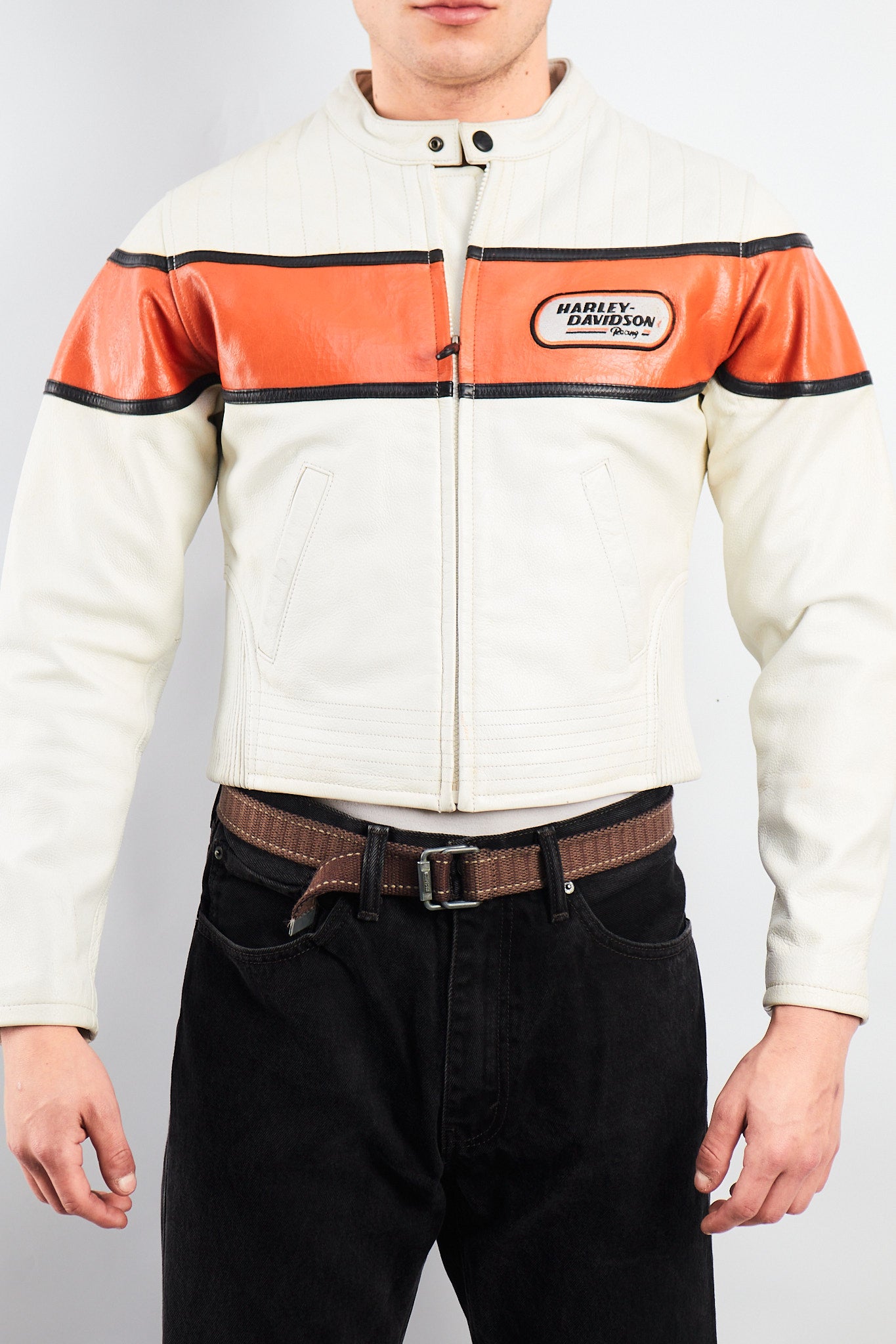 2000 Vintage Harley Davidson Leather Boxy Jacket (S/M)