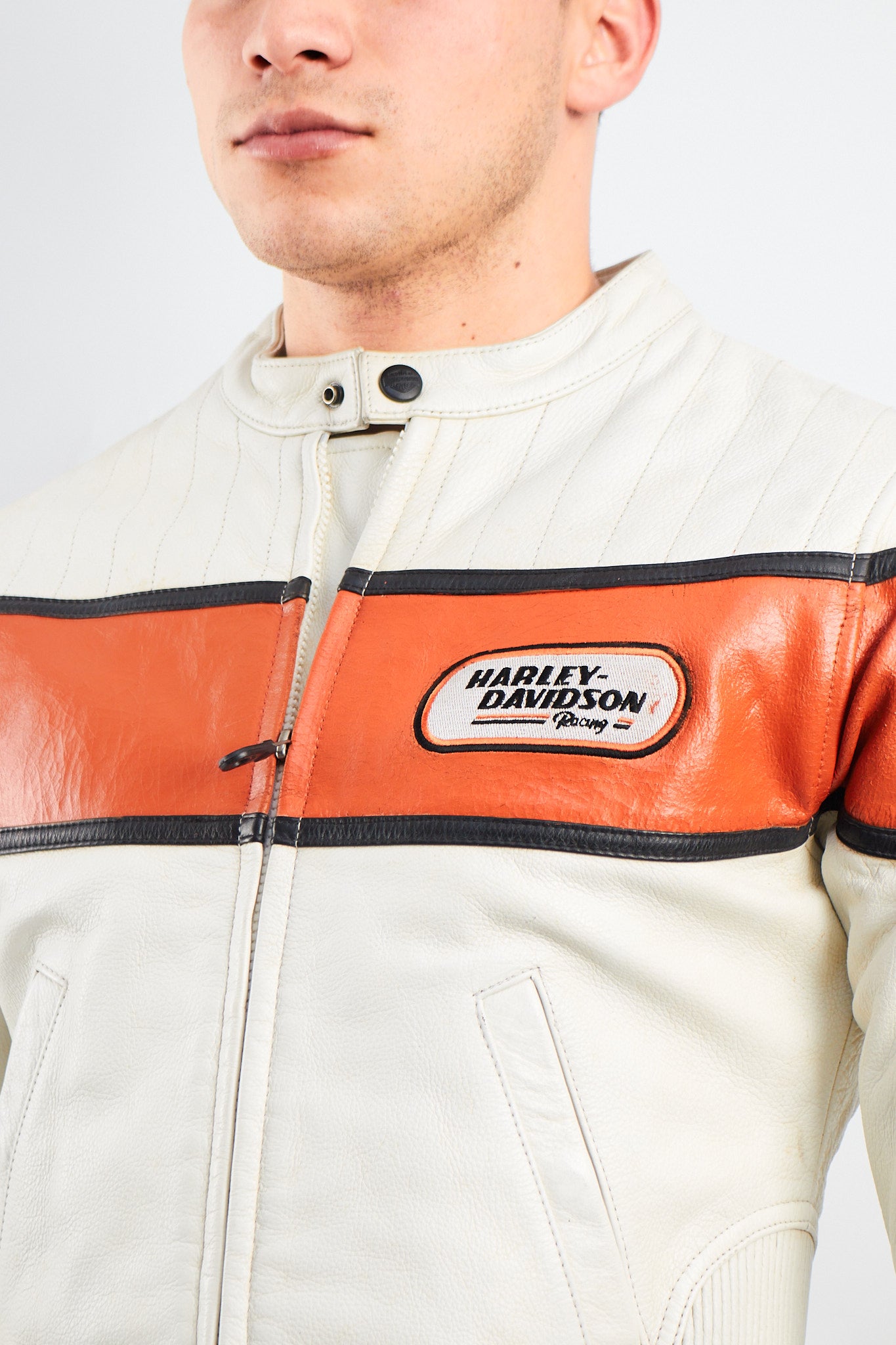 2000 Vintage Harley Davidson Leather Boxy Jacket (S/M)