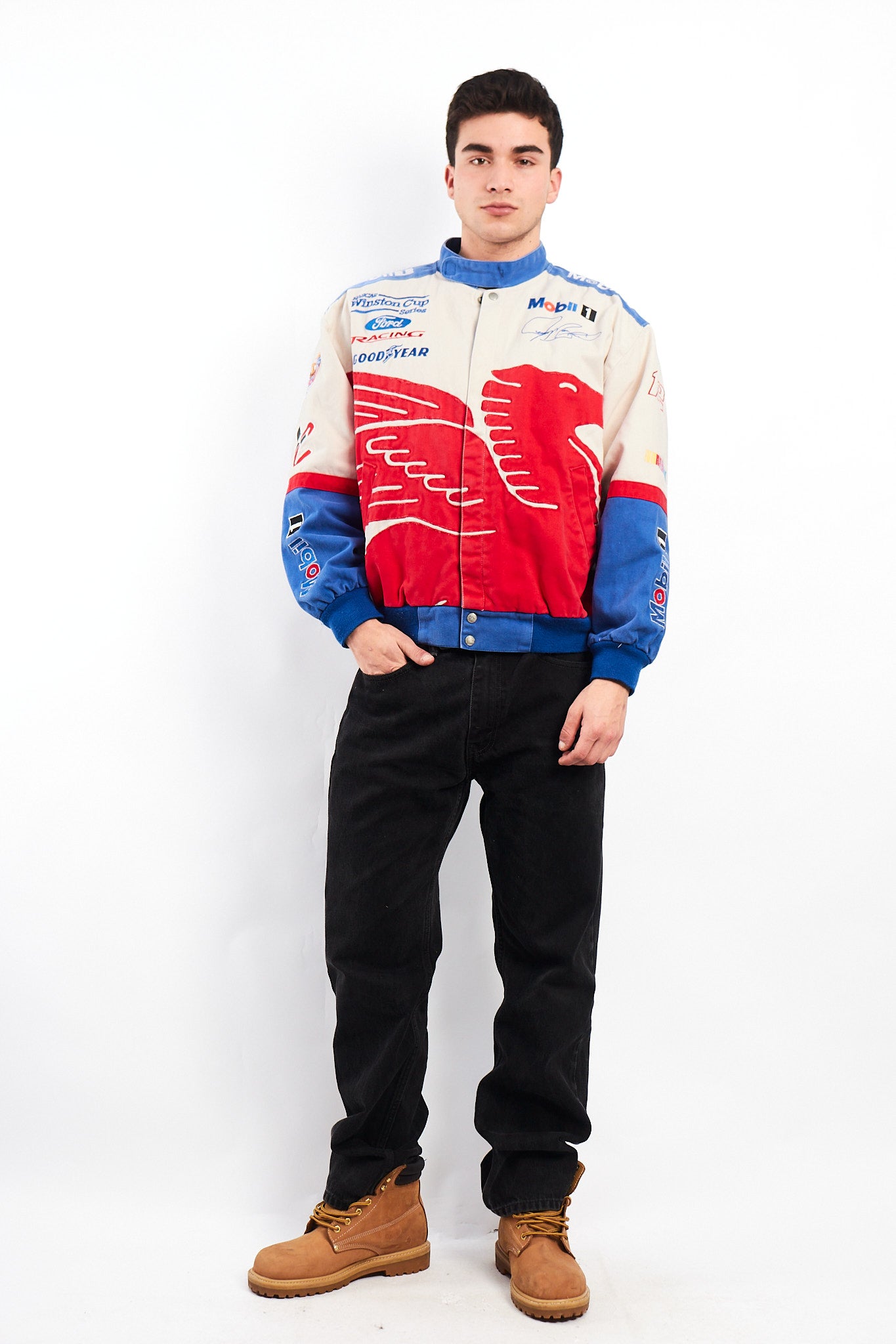 1990 Vintage Jeff Hamilton Ford x Mobil Pegasus Racing Jacket (M)