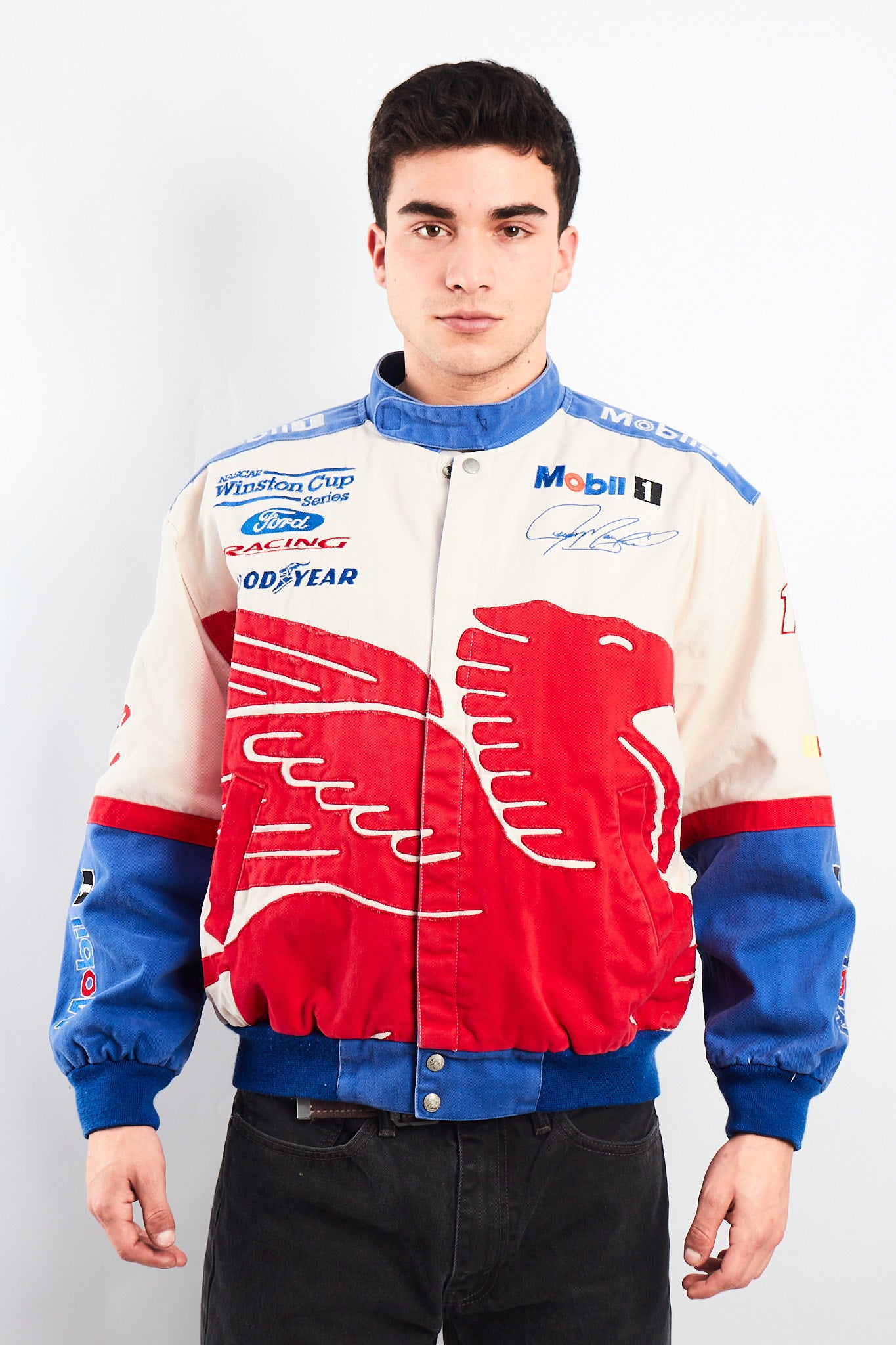 1990 Vintage Jeff Hamilton Ford x Mobil Pegasus Racing Jacket (M)
