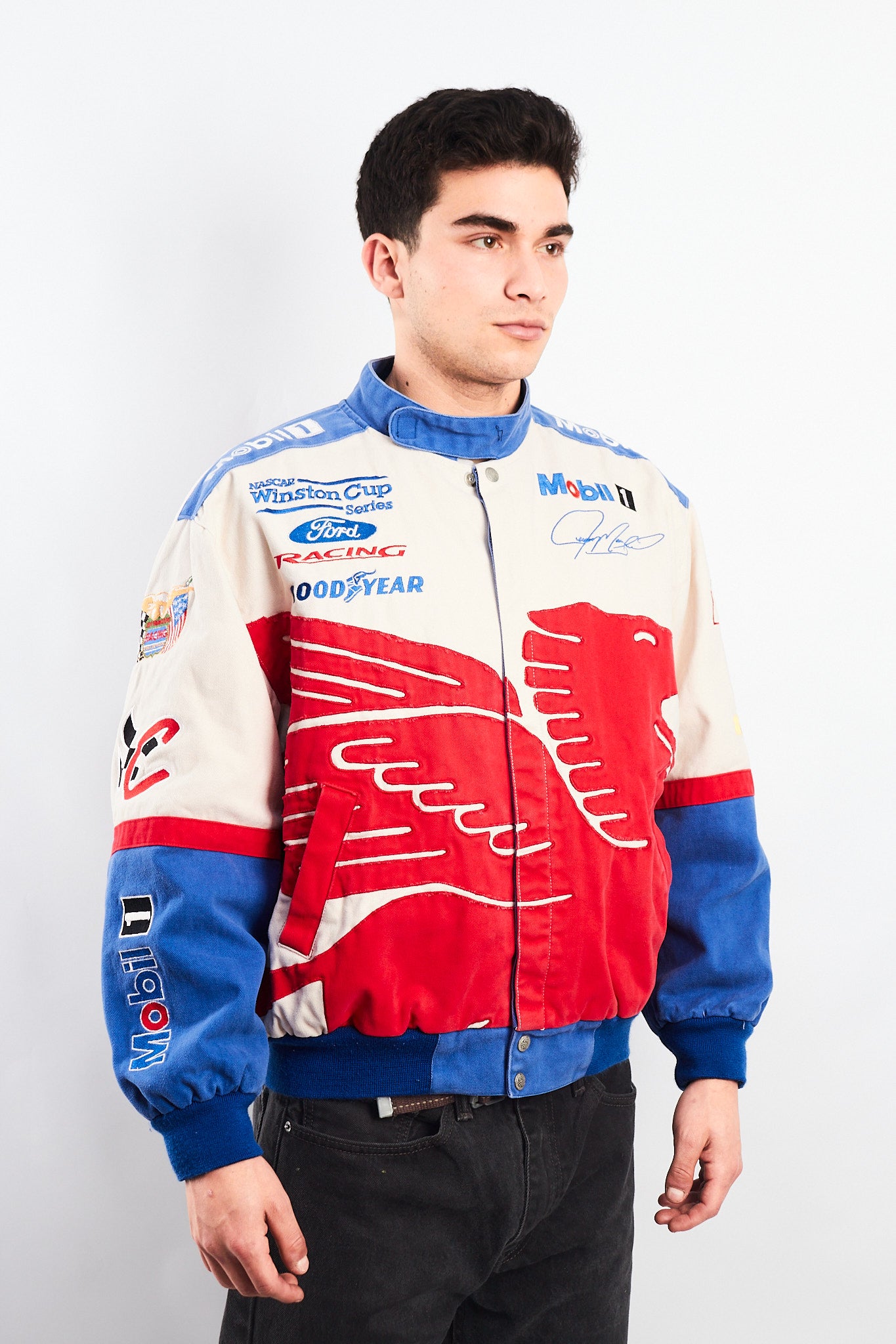 1990 Vintage Jeff Hamilton Ford x Mobil Pegasus Racing Jacket (M)