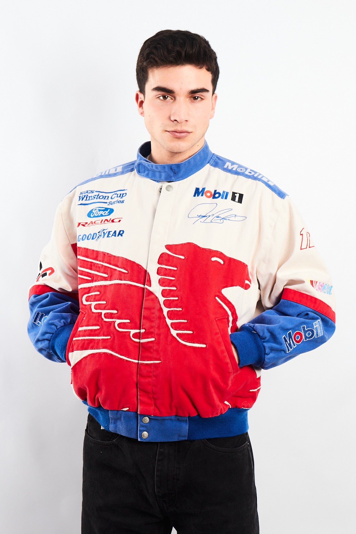 1990 Vintage Jeff Hamilton Ford x Mobil Pegasus Racing Jacket (M)