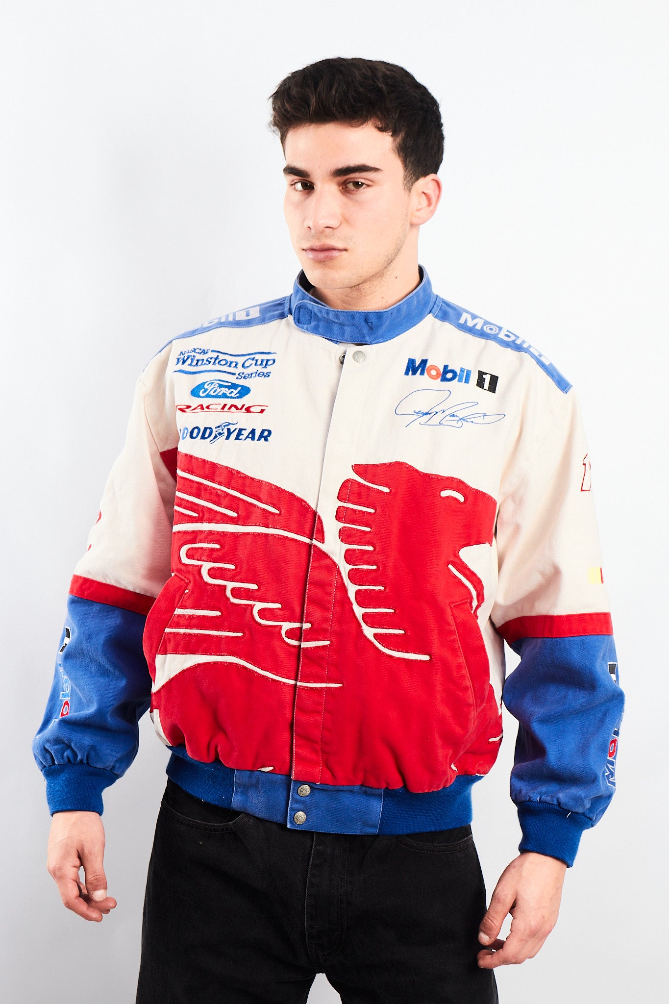 1990 Vintage Jeff Hamilton Ford x Mobil Pegasus Racing Jacket (M)