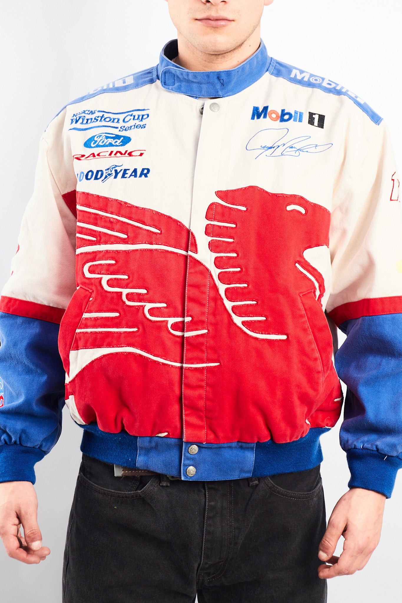 1990 Vintage Jeff Hamilton Ford x Mobil Pegasus Racing Jacket (M)