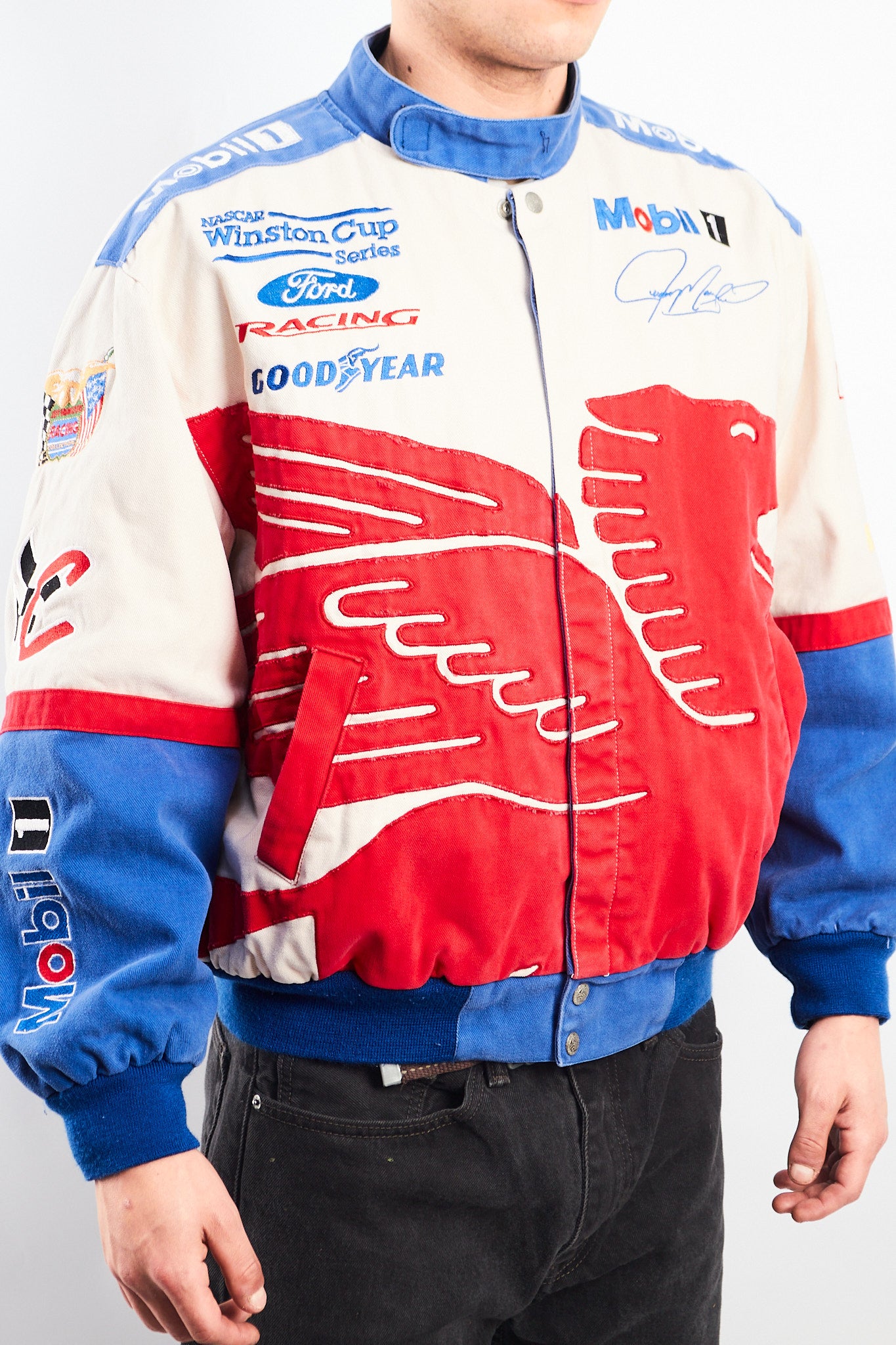 1990 Vintage Jeff Hamilton Ford x Mobil Pegasus Racing Jacket (M)