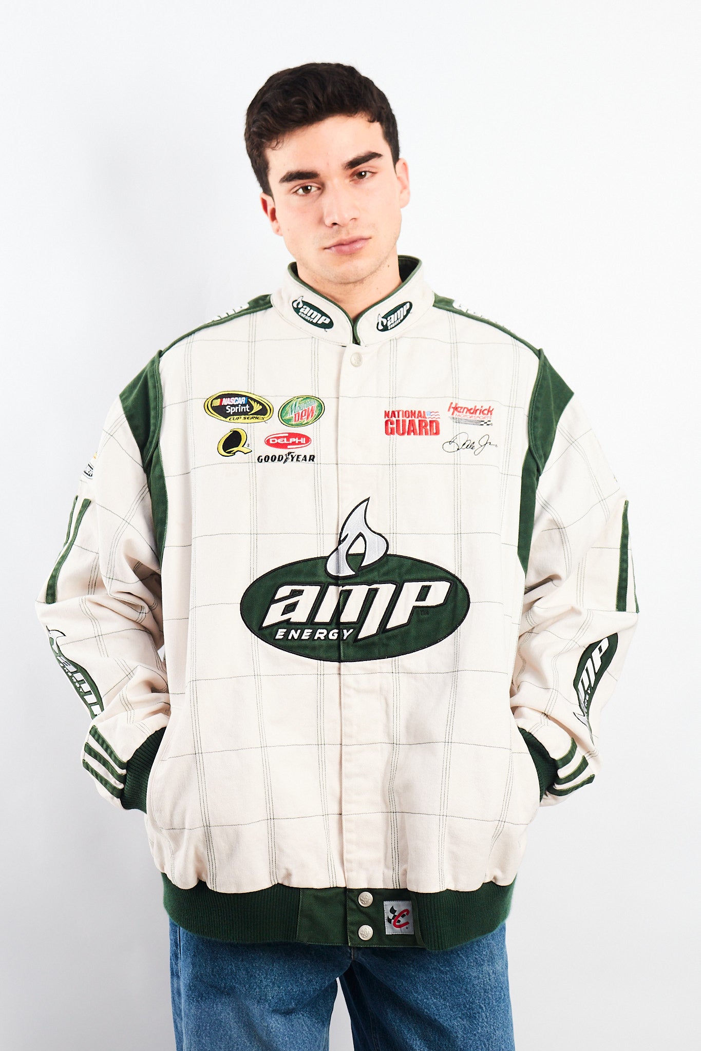 2008 Vintage Chase National Guard Dale Jr Nascar Racing Jacket (XL)