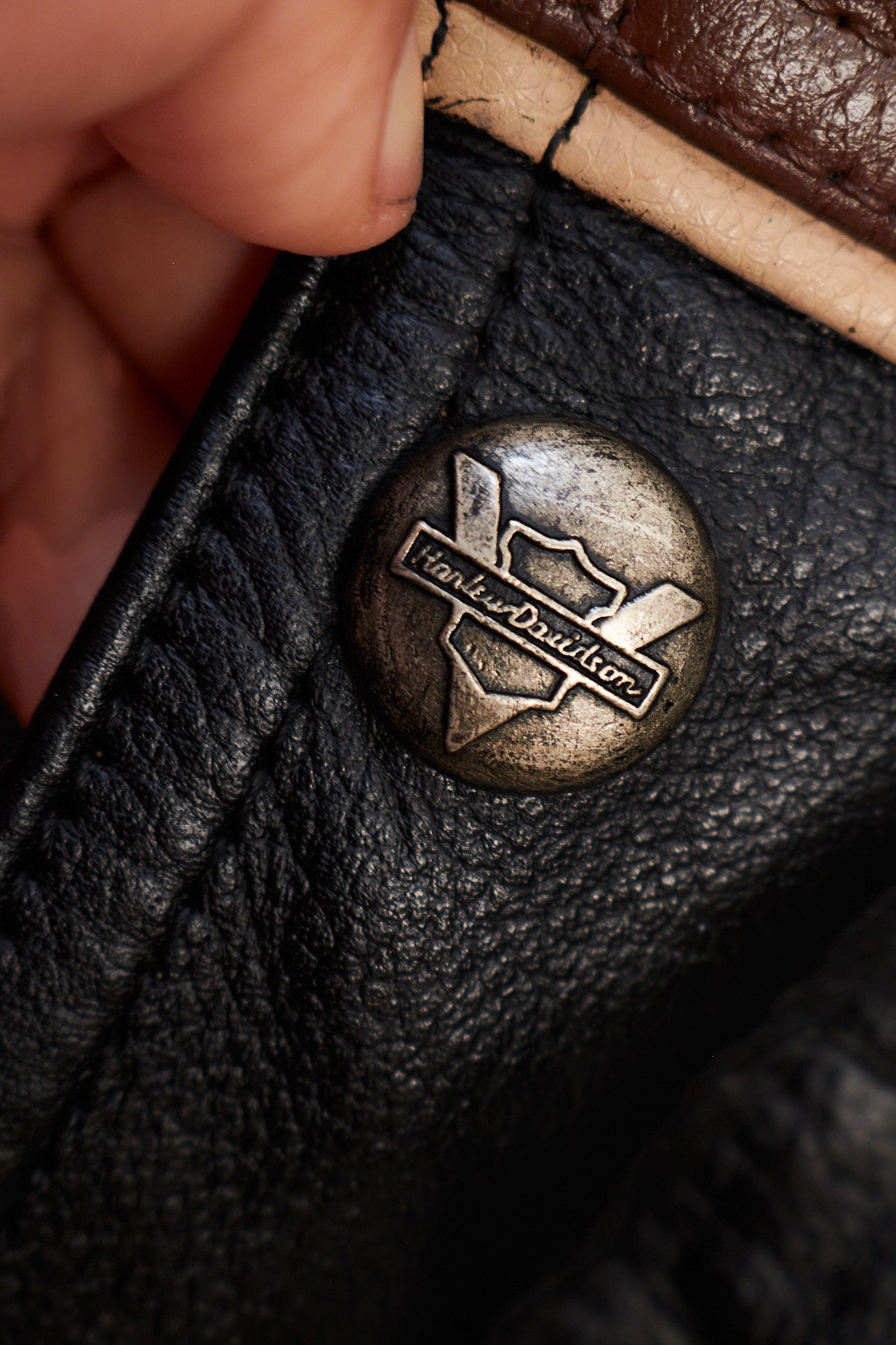 1990 Vintage Harley Davidson Big Logo Leather Jacket (L)
