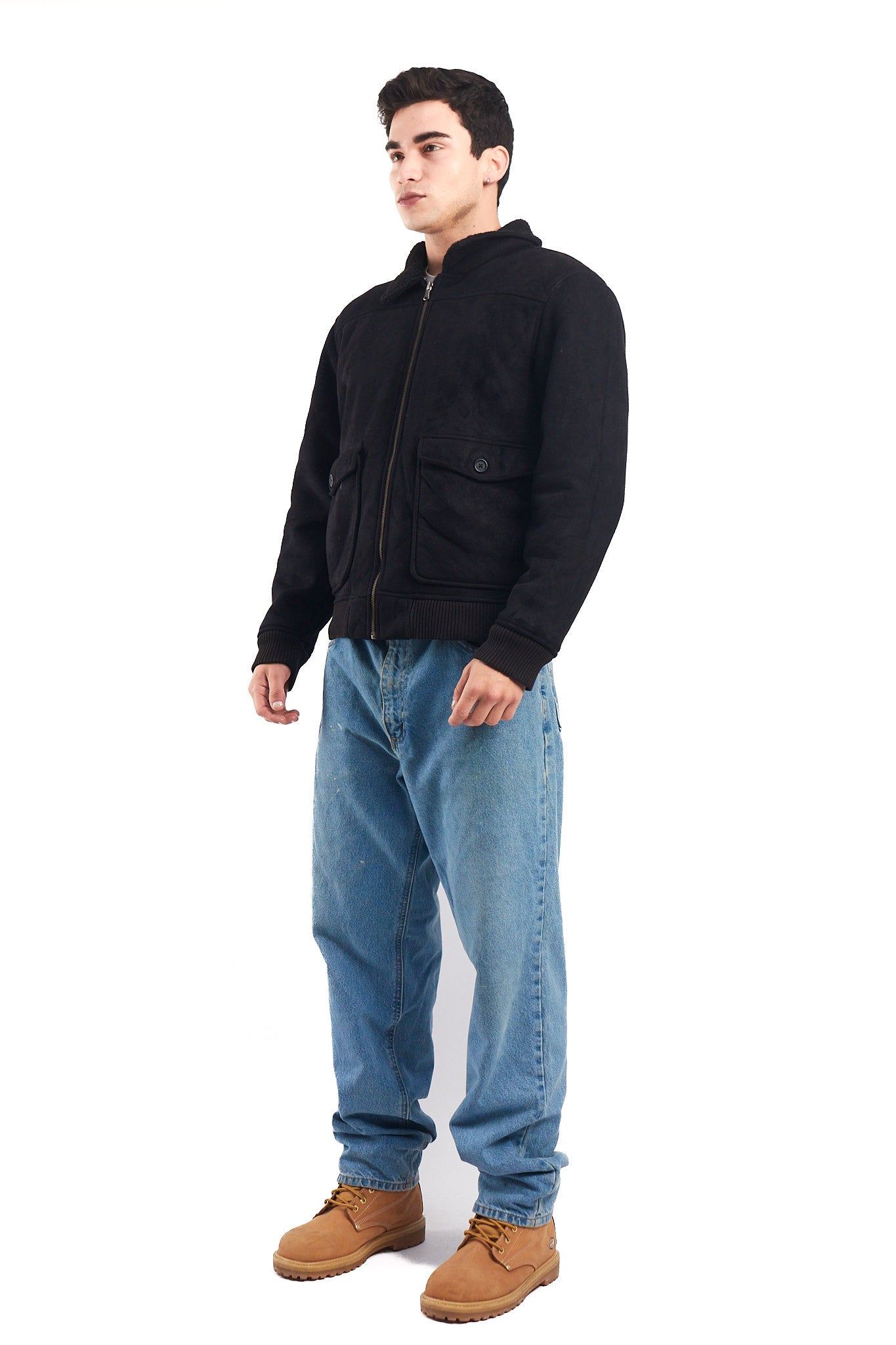 2000 Tommy Hilfiger Faux Fur A-2 Flight Jacket (M)