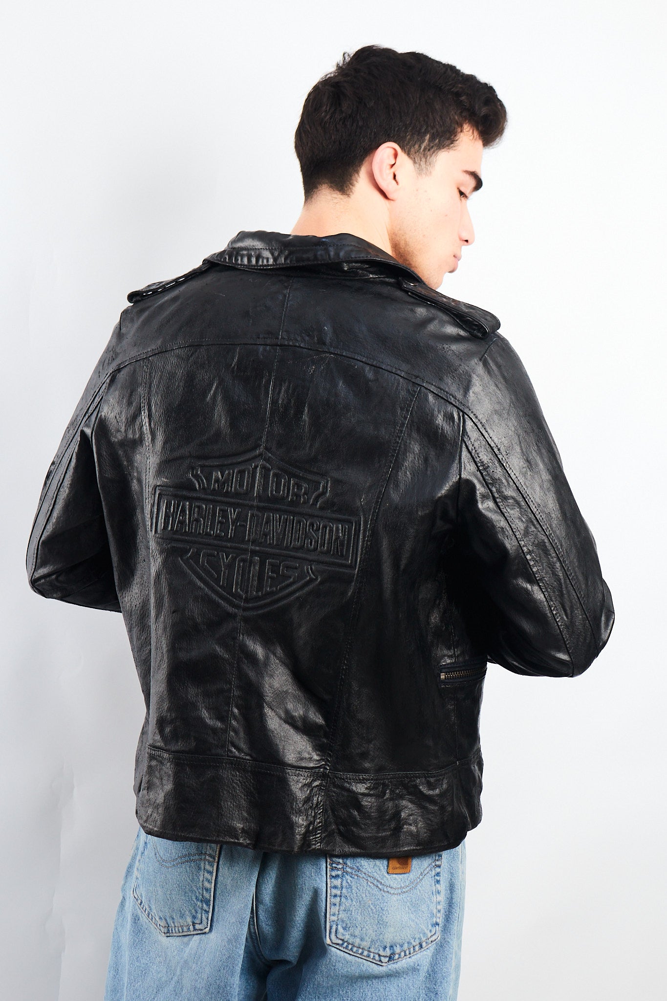 1990 Vintage Harley Davidson Leather Biker Jacket ( M/L)