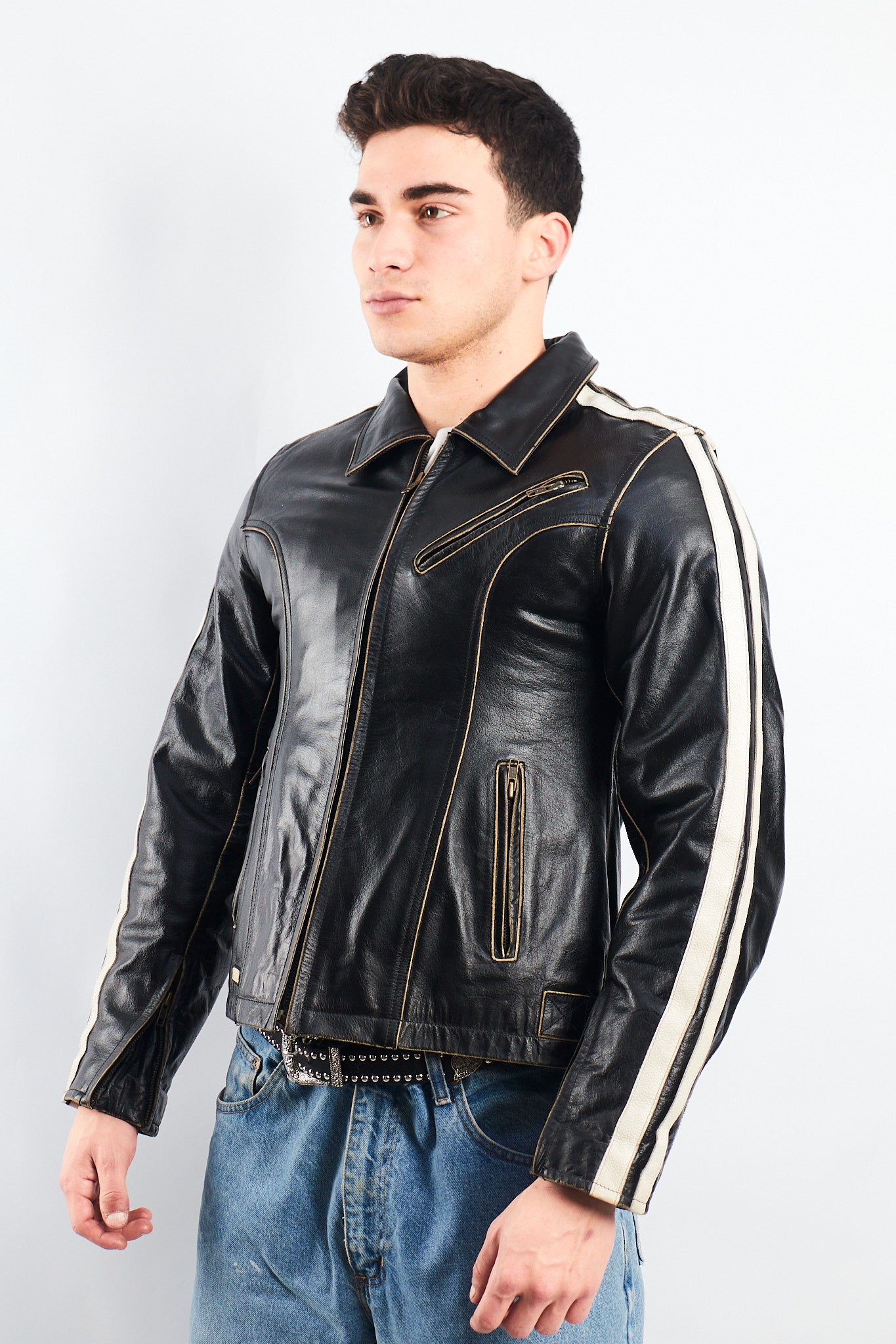 1990 Vintage Yamaha Heavy Leather Jacket (S/M)