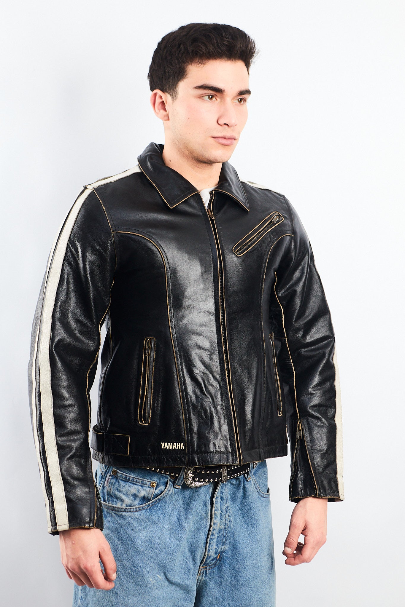 1990 Vintage Yamaha Heavy Leather Jacket (S/M)