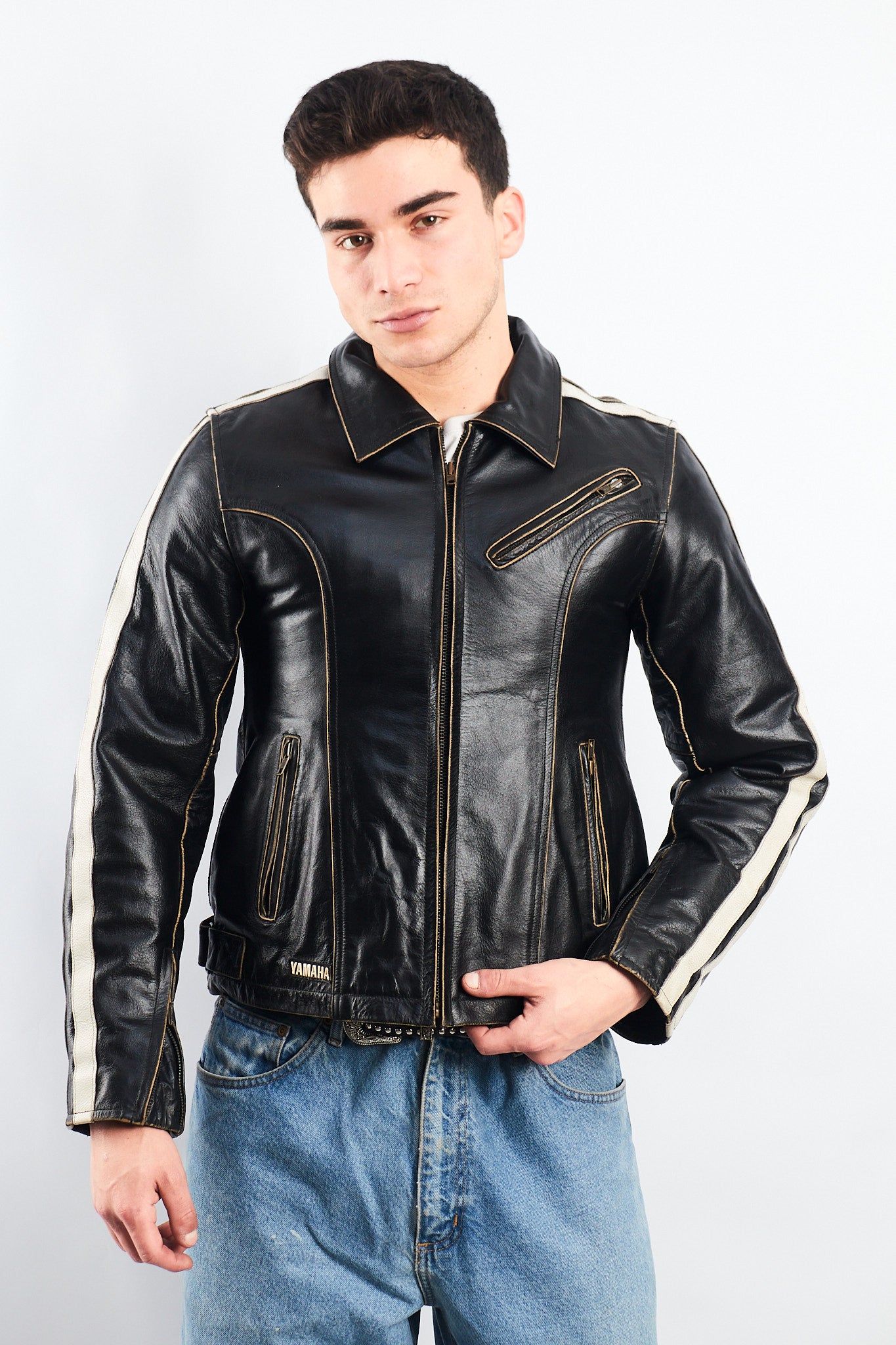 1990 Vintage Yamaha Heavy Leather Jacket (S/M)