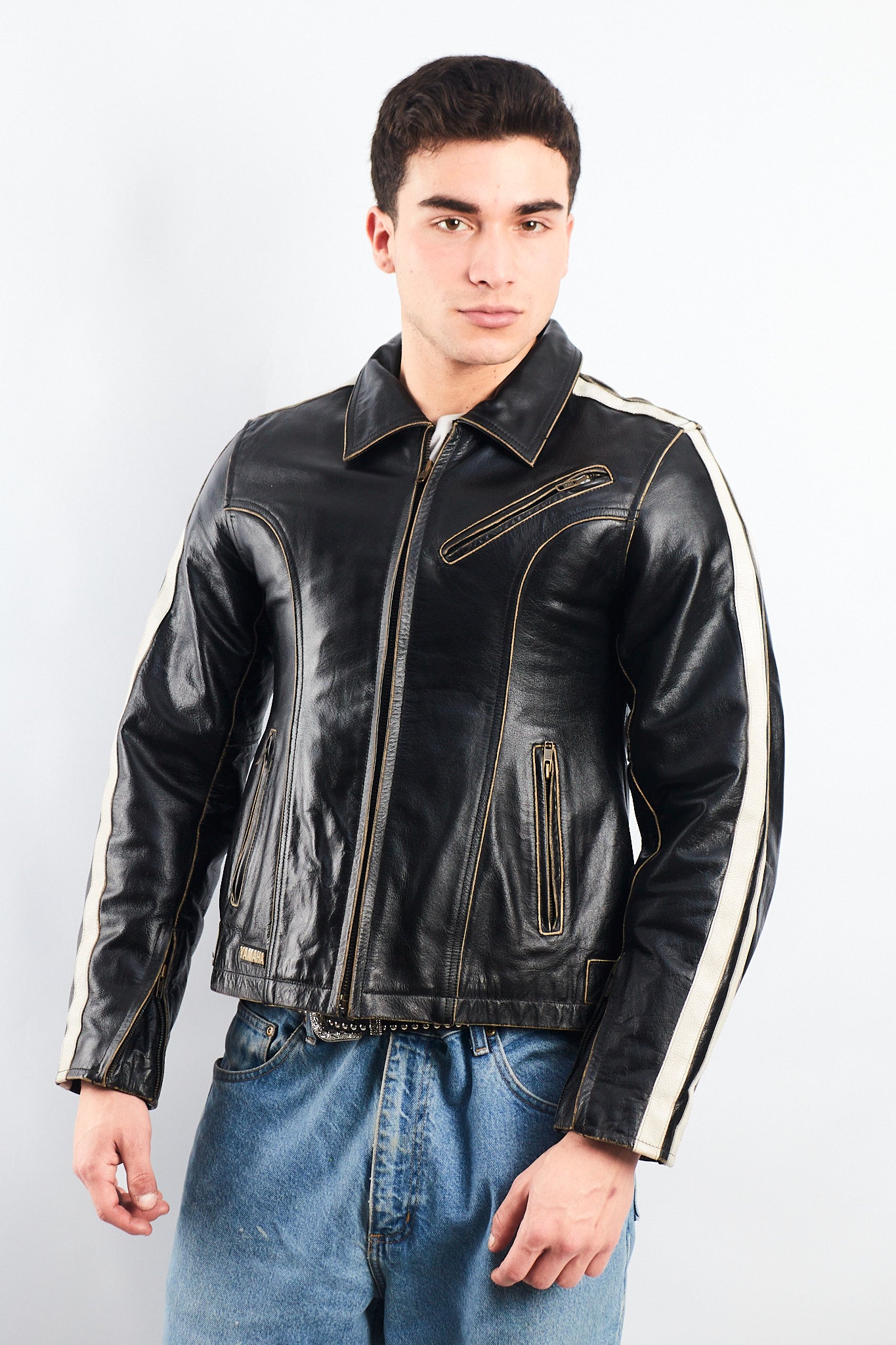 1990 Vintage Yamaha Heavy Leather Jacket (S/M)