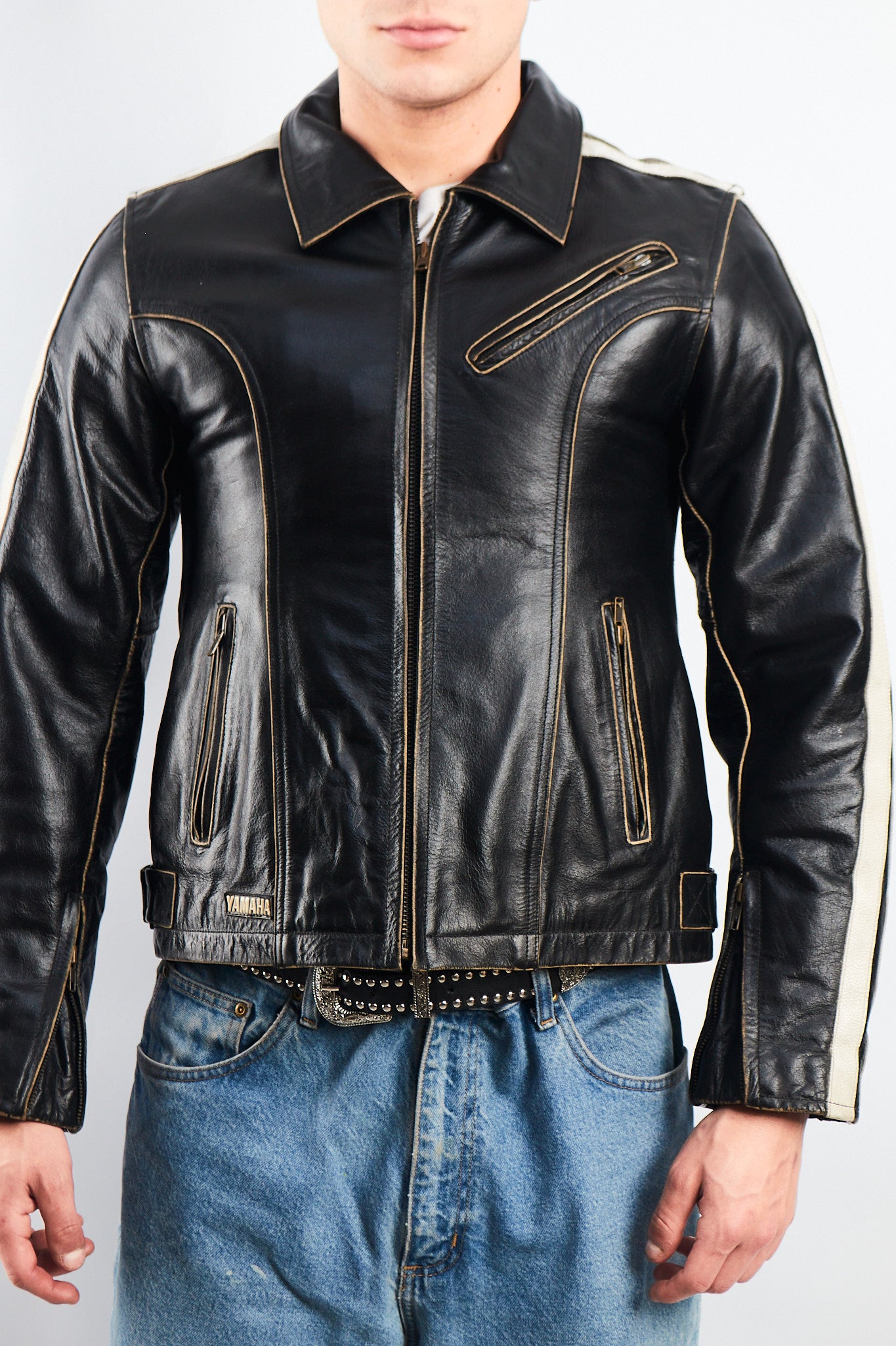1990 Vintage Yamaha Heavy Leather Jacket (S/M)