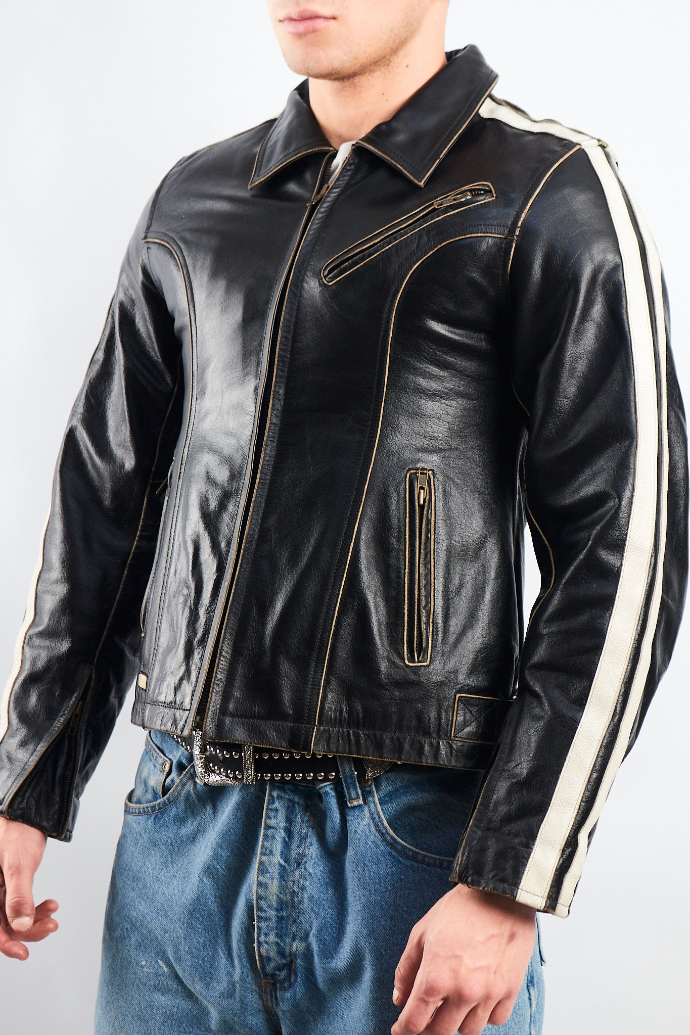 1990 Vintage Yamaha Heavy Leather Jacket (S/M)