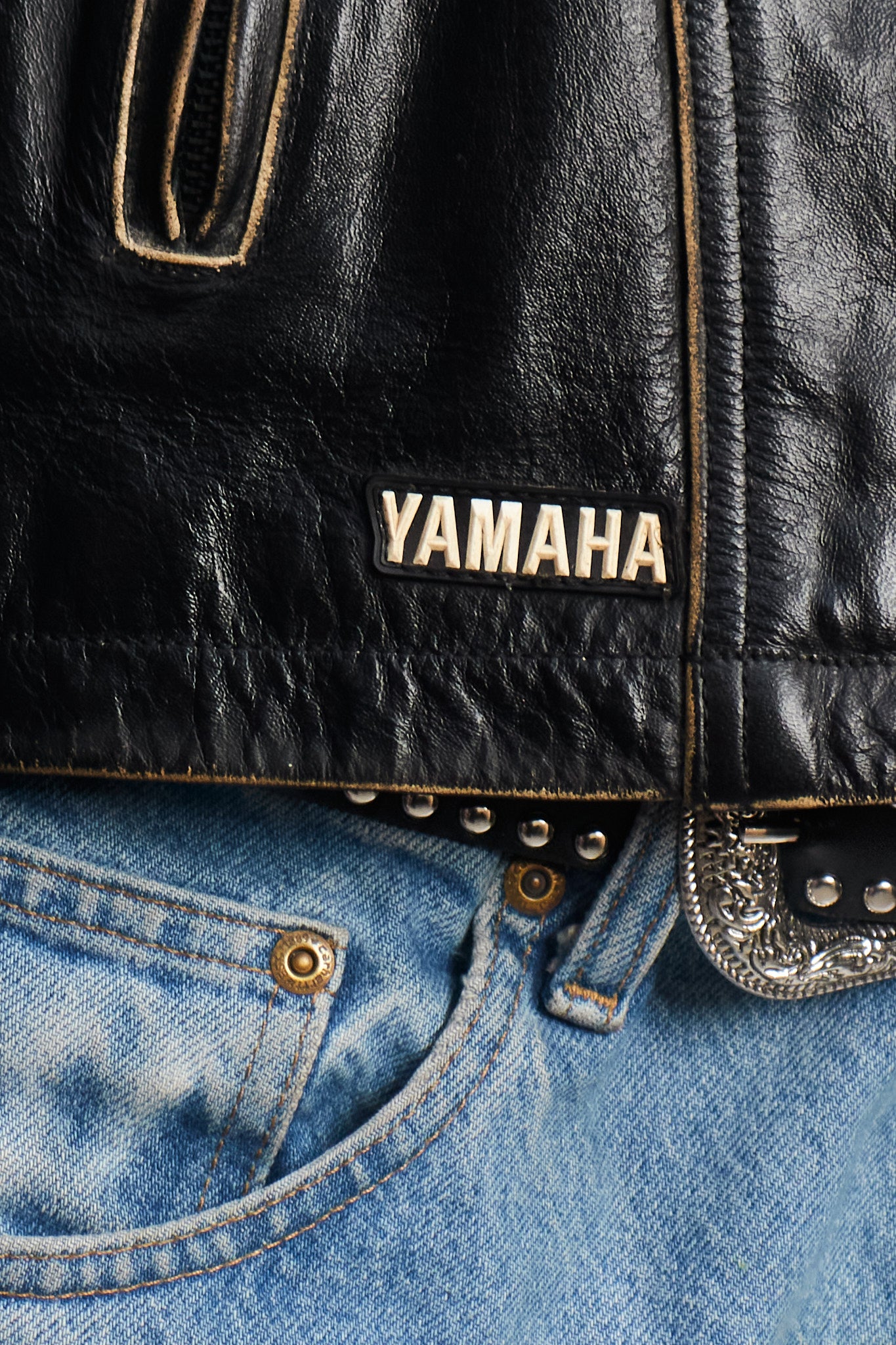 1990 Vintage Yamaha Heavy Leather Jacket (S/M)