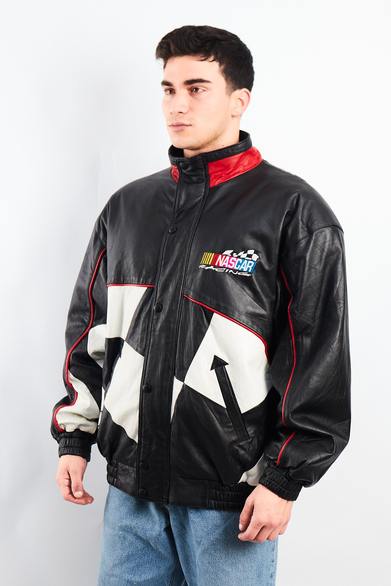 1990 Vintage Nascar Leather Racing Jacket (L)