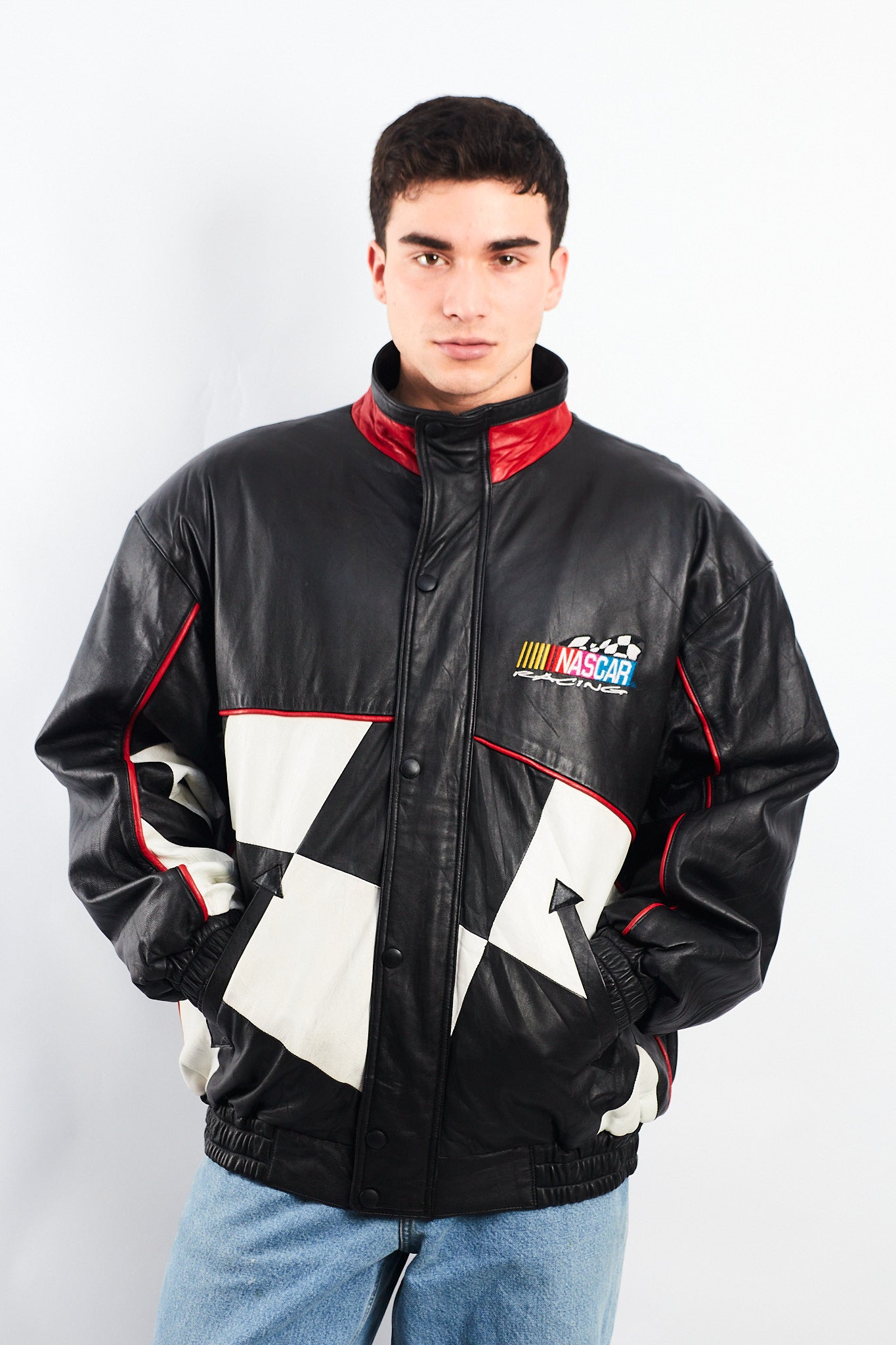 1990 Vintage Nascar Leather Racing Jacket (L)