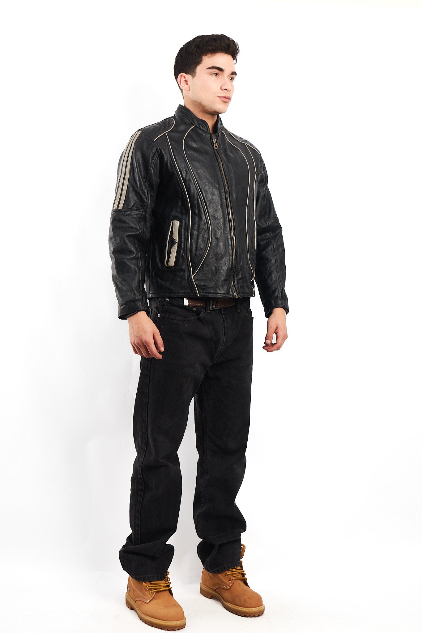 Vintage Heavy Leather Moto Jacket (M)